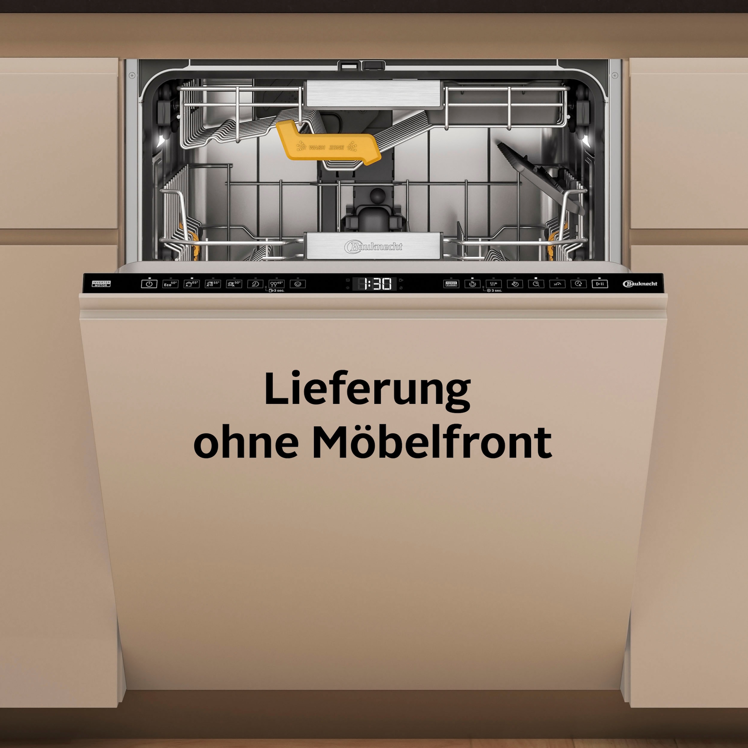 BAUKNECHT vollintegrierbarer Geschirrspüler "BK8IA15AM3TUC0", B:60cm H:82cm T:56cm, silber, Geschirrspüler, Flüsterleise – mit Geräuschwerten von bis