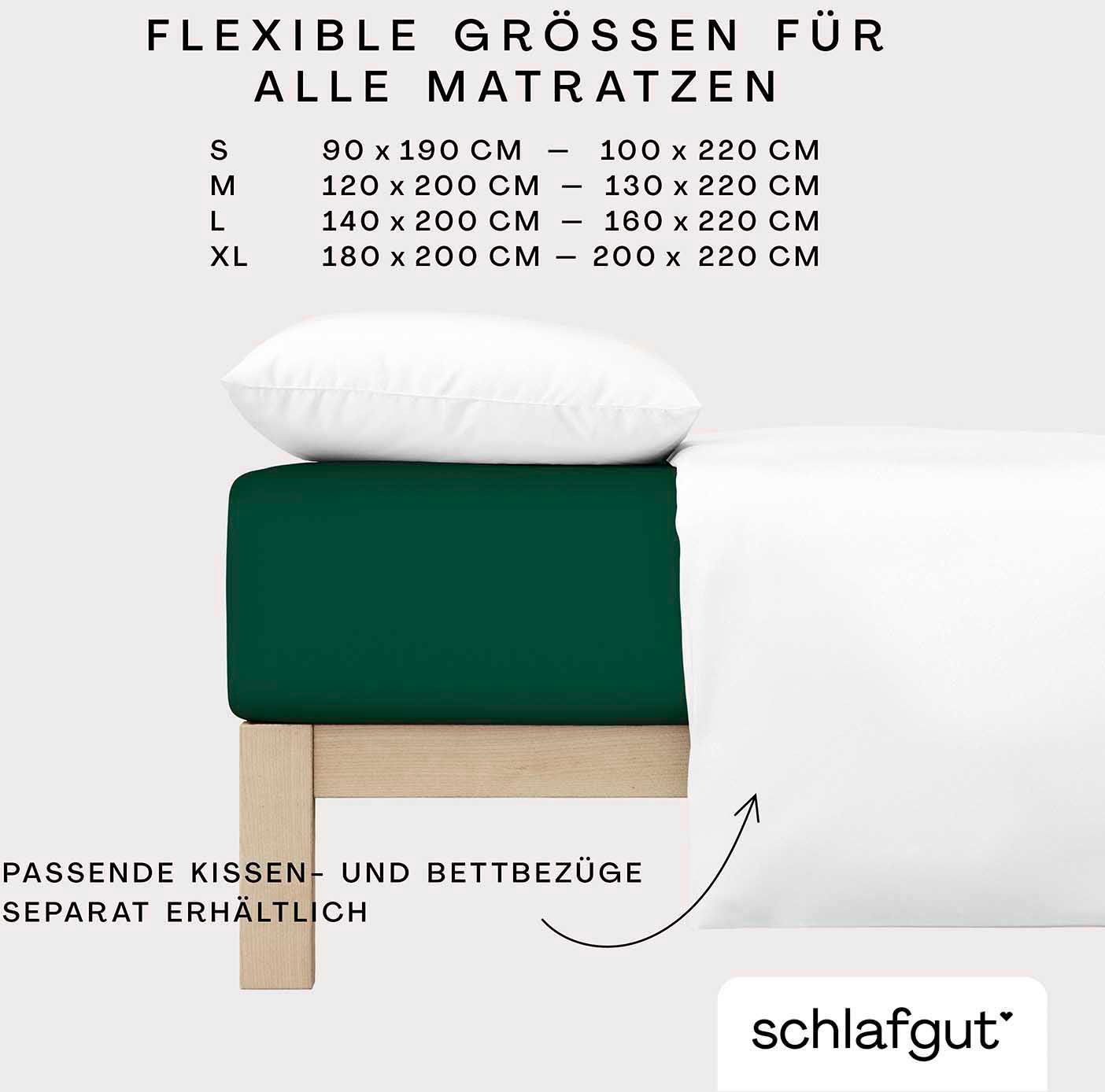 Schlafgut Spannbettlaken »PURE Bio-Baumwolle mit Elasthan, dehnbar blickdicht, straff, Bettlaken«, Laken für Matratzen bis 30cm Höhe, in 90x200, 140x200 oder 180x200 cm