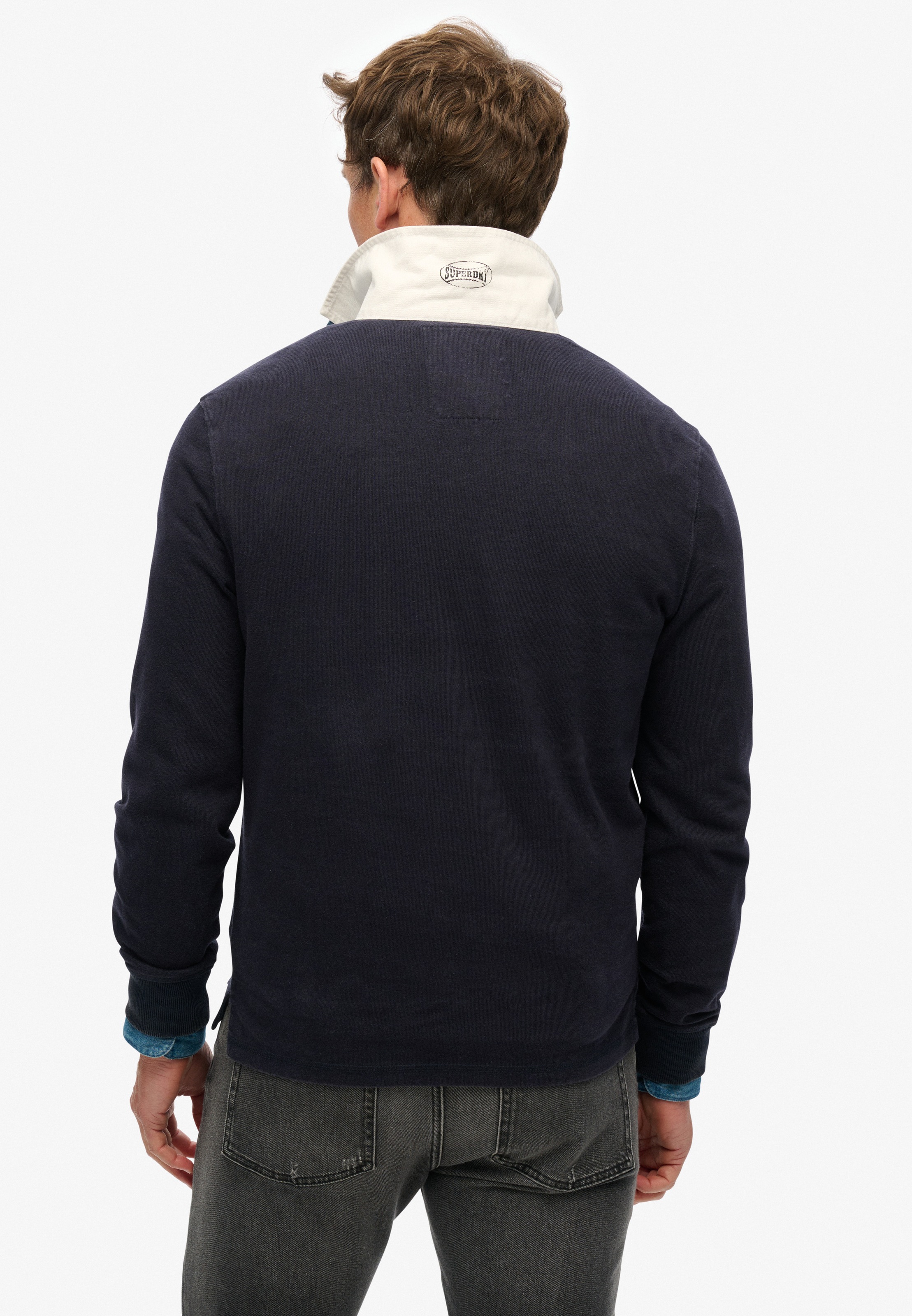 Superdry Vintage Athletic Rugby Long Sleeve Polo Eclipse Navy M Men 3