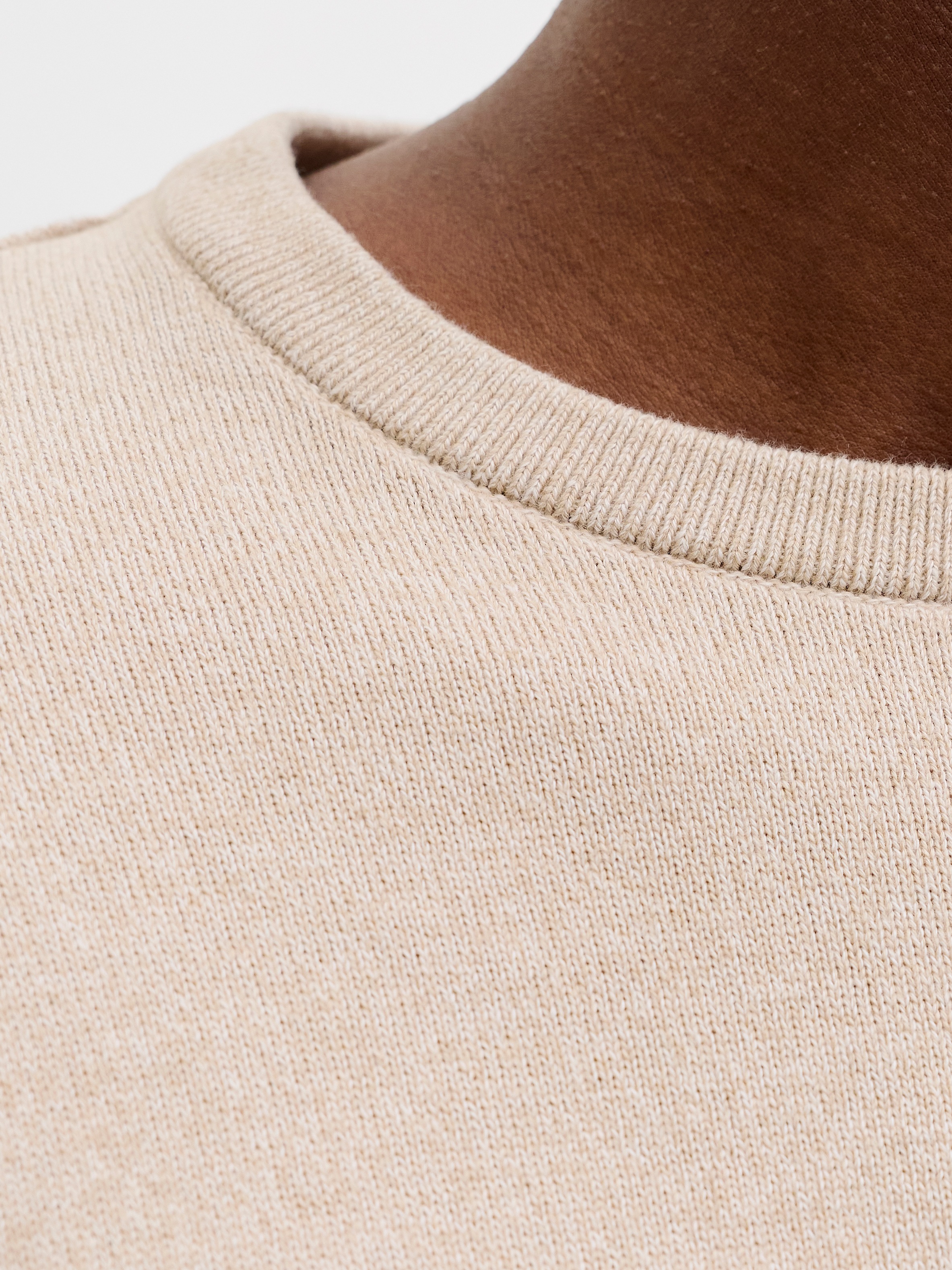 Rundhalspullover JACK & JONES "JJEBASIC KNIT CREW NECK NOOS", Herren, Gr. M, moonbeam detail:twisted, Strick, Obermaterial: 100% Baumwolle, unifarben, regular fit normal, Rundhals, Rippbündchen, Pullover Rundhalspullover, Baumwolle, regular fit 3