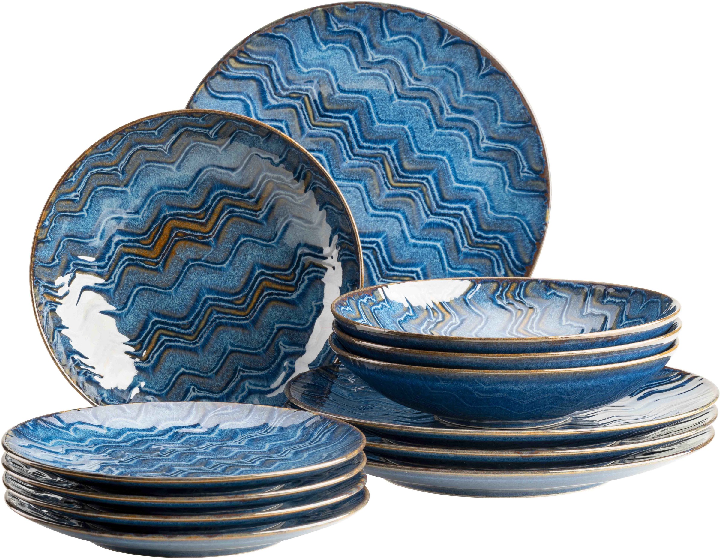 MÄSER Tafelservice "AQUAMARINE, Geschirr-Set, Steinzeug" Teller Set