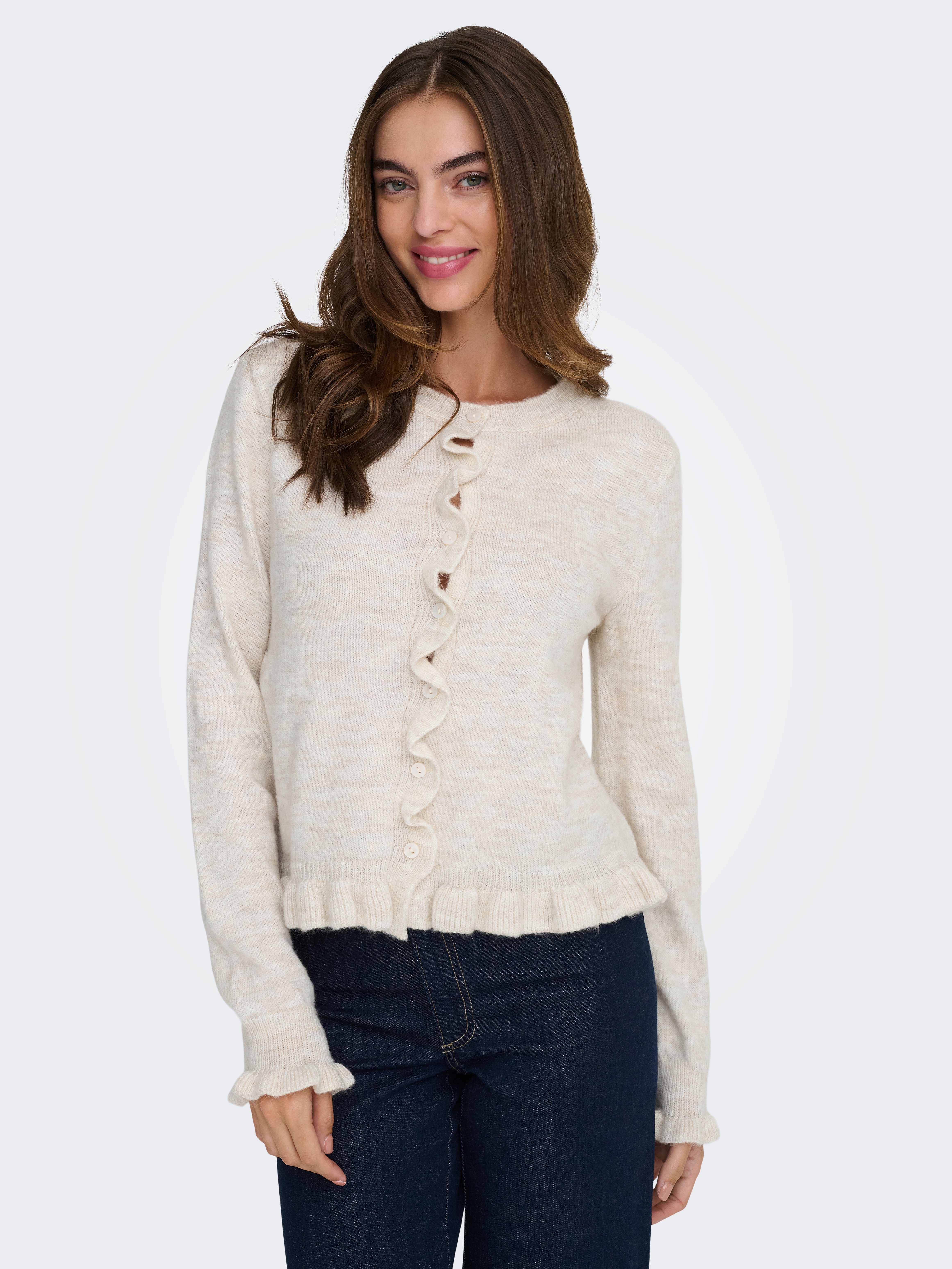 JDY Strickjacke "JDYLETTY L/S ON FRILL CARDIGAN KNT NOOS"