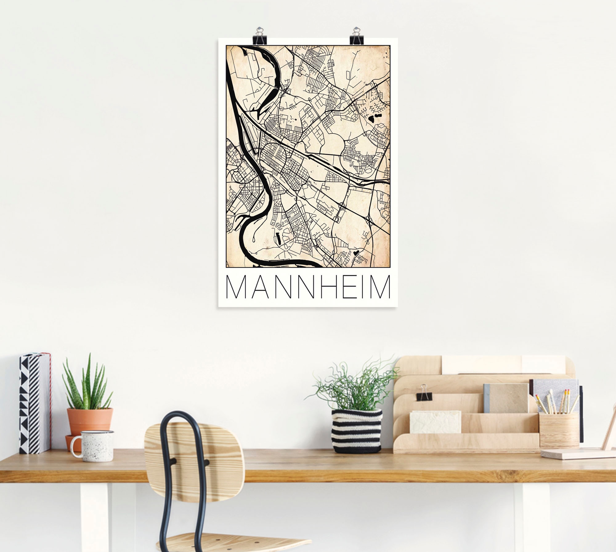 Artland Wandbild »Retro Karte Mannheim Deutschland Grunge«, Deutschland, (1 St.), als Alubild, Leinwandbild, Wandaufkleber oder Poster in versch. Größen