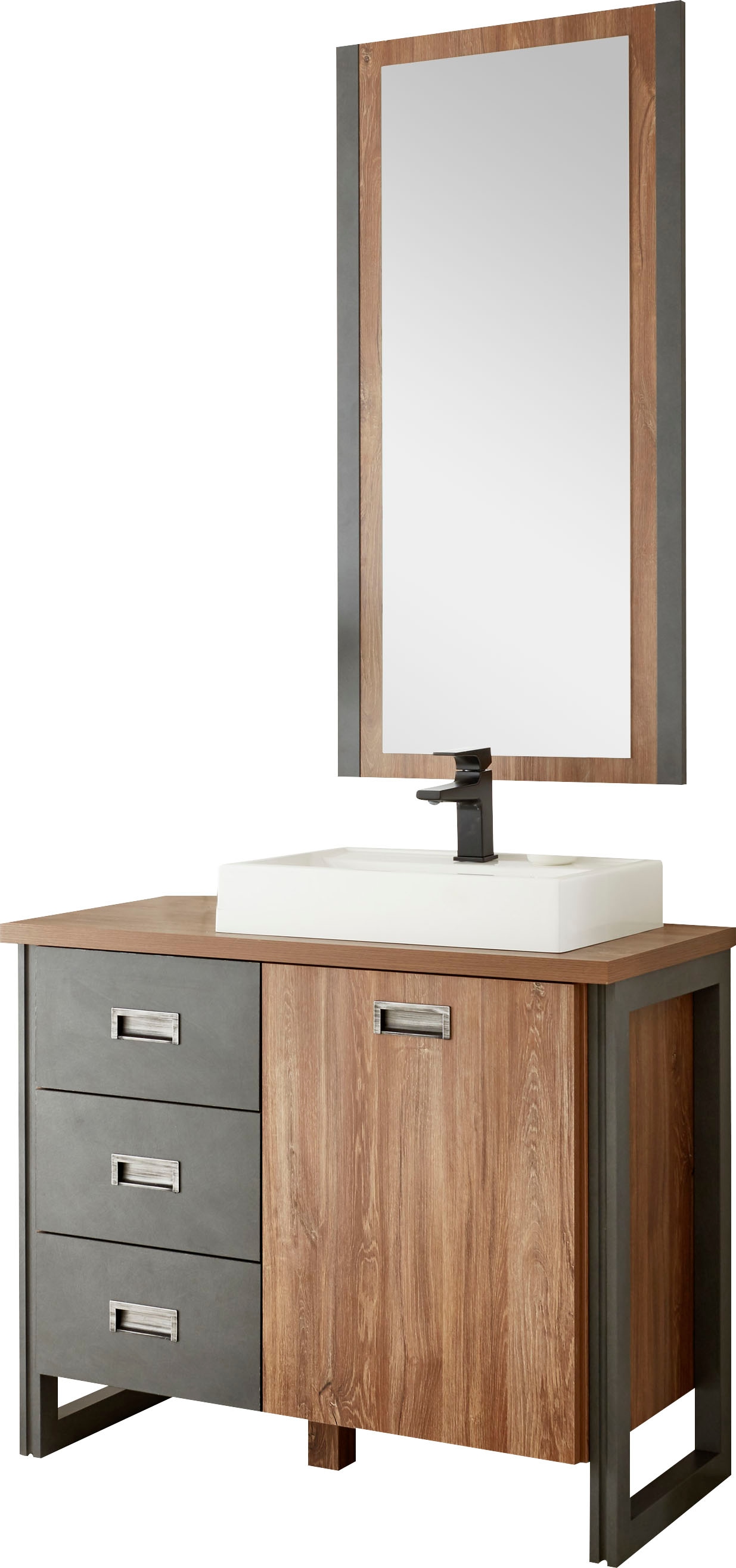 Home affaire Badmöbel-Set "Detroit, Bad im Industrialdesign, 2-teiliges Bad günstig online kaufen