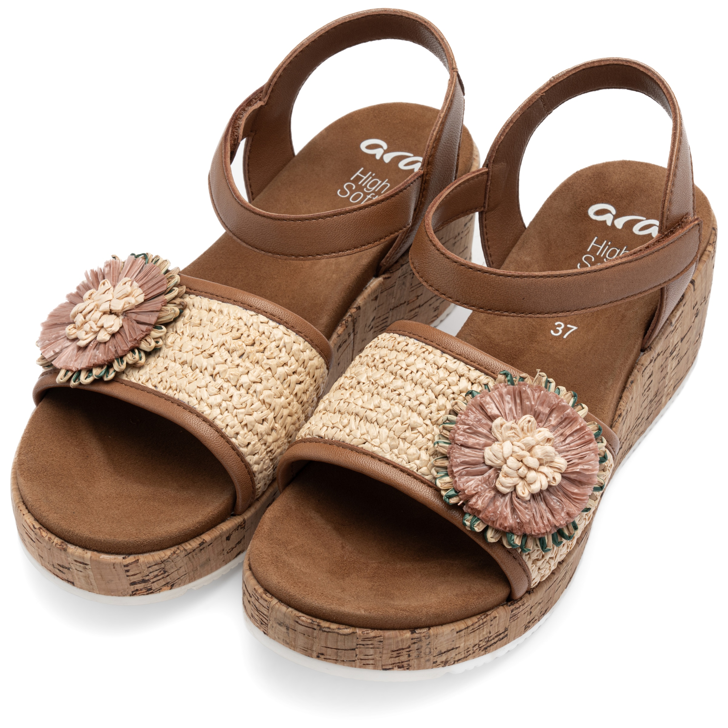 Keilsandalette ARA "Ara Sandalen Glattleder", Damen, Gr. 40, braun, Glattleder, Schuhe