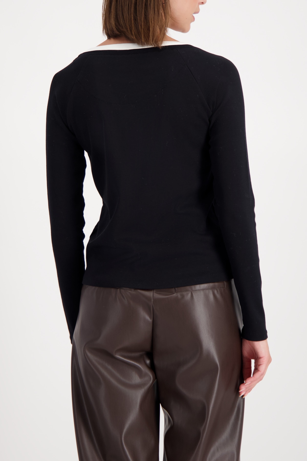 Monari Langarmshirt »Shirt Basic Rippe 2in1« Regular fit mit Rundhalsausschnitt