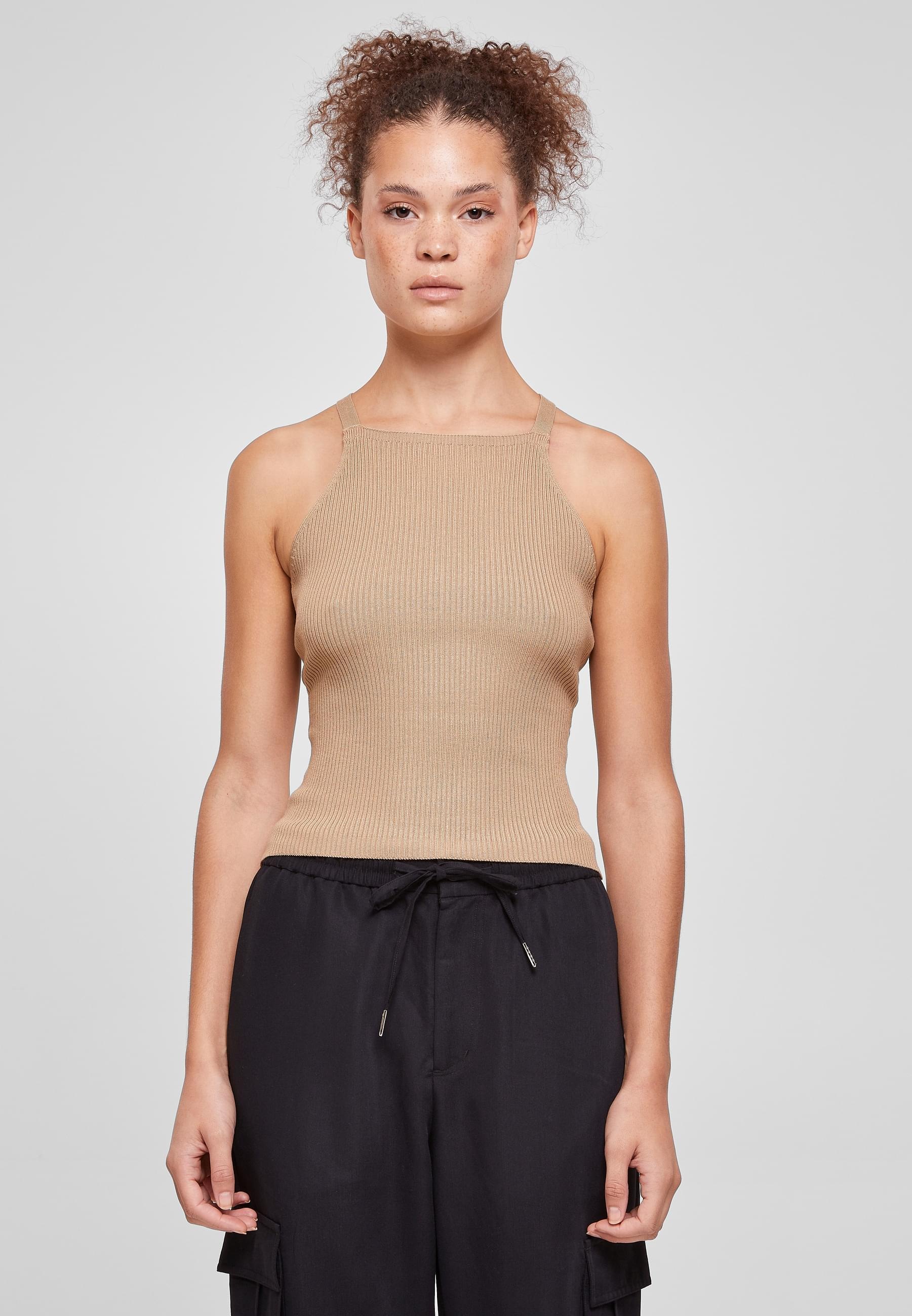 URBAN CLASSICS Muskelshirt »Urban Classics Damen Ladies Rib Knit Crossed Back Top«, (1 tlg.)