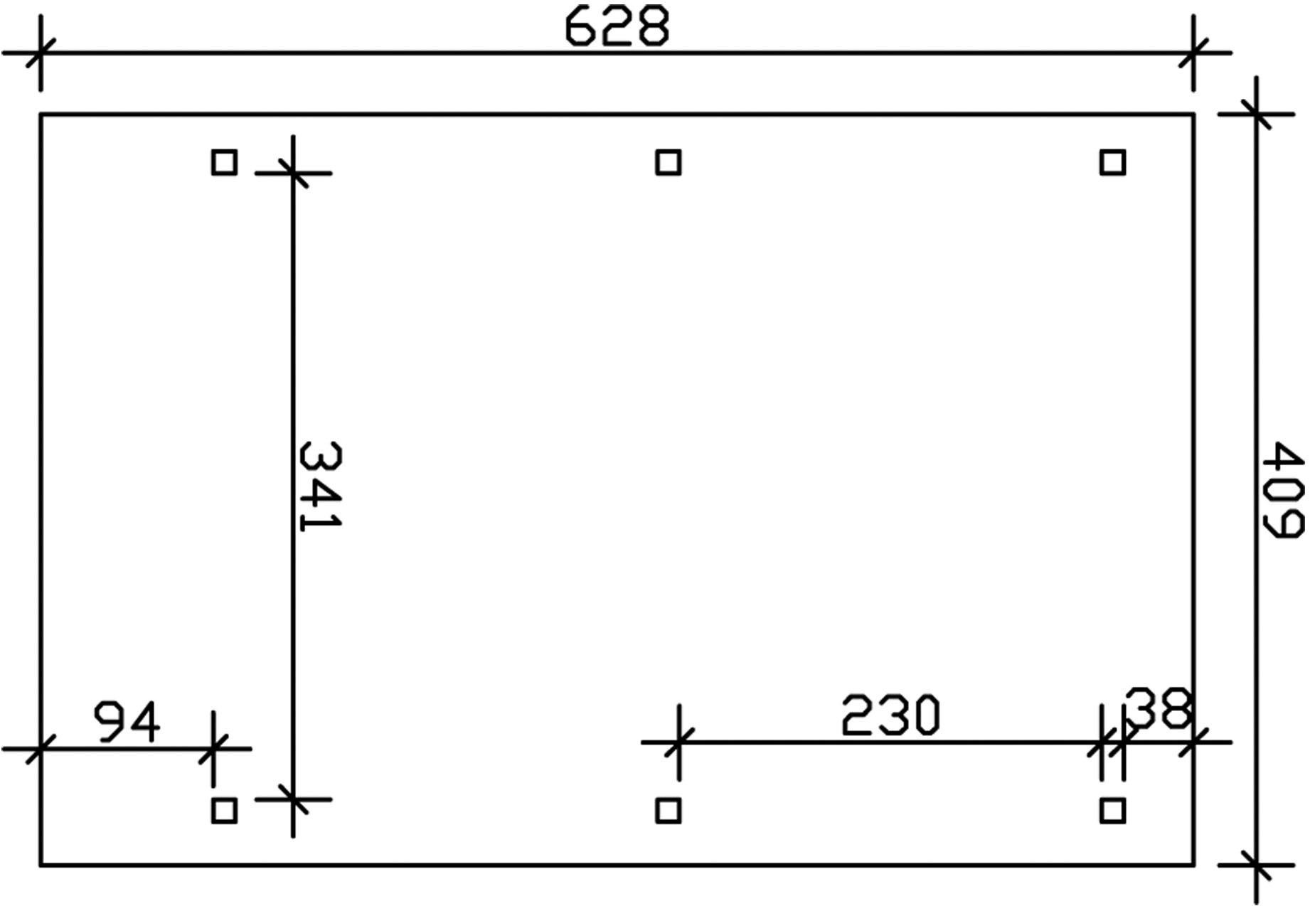 Skanholz Einzelcarport »Wendland«, Leimholz-Fichte, 341 cm, Nussbaum, mit Aluminiumdach, rote Blende