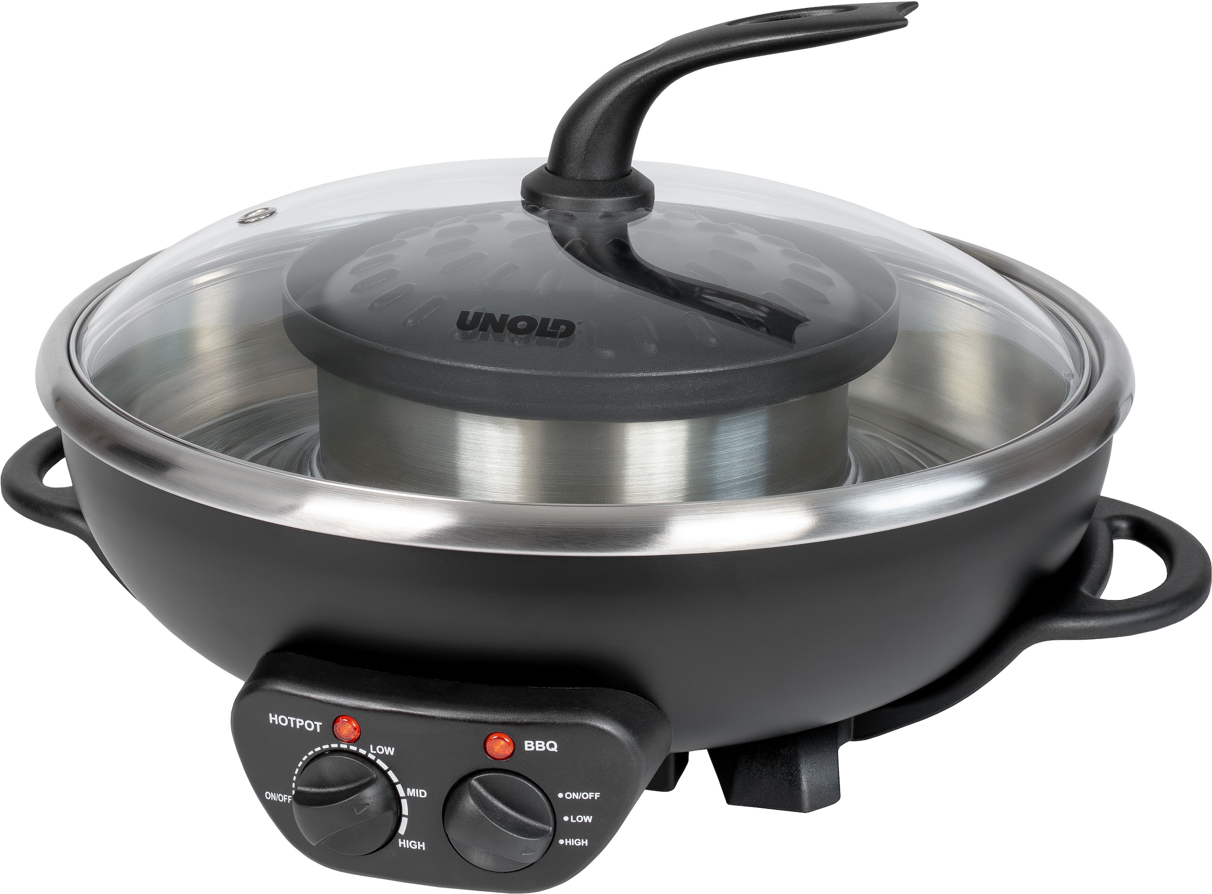 Unold Fondue »Asia Hot Pot« Genoppte Antihaft-Grillplatte, inklusive 4 Fondue-Körbchen