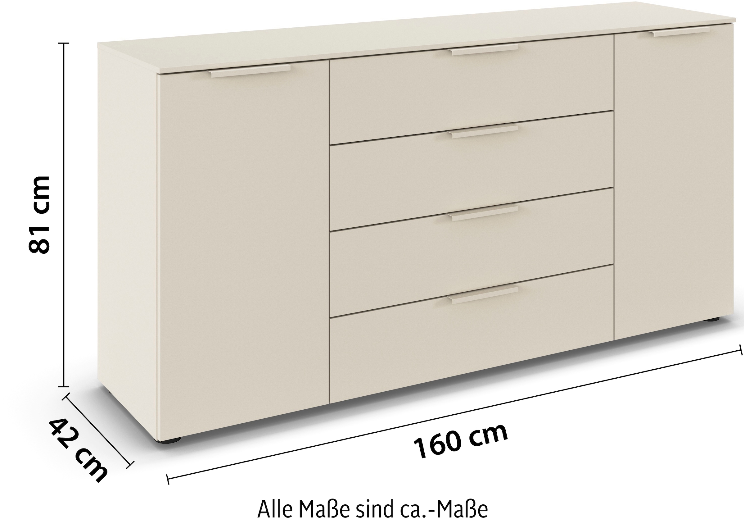 LeGer Home by Lena Gercke Kommode »Serina«, mit 4 Schubkästen und 2 Türen sowie Metallgriffen MADE IN GERMANY
