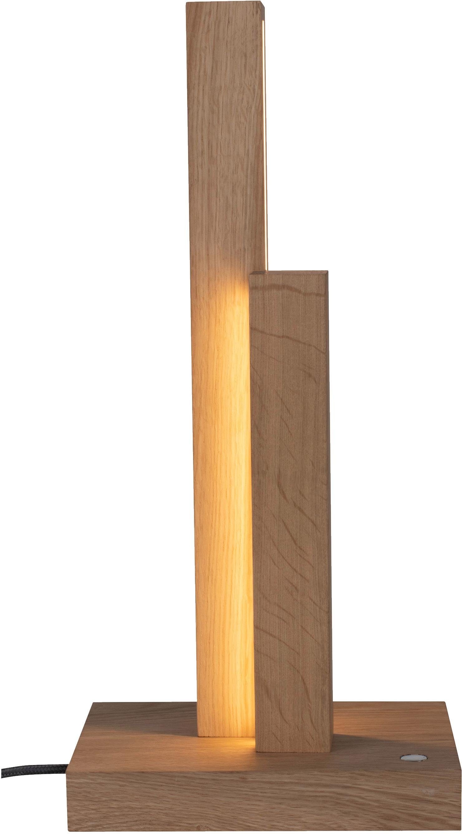SPOT Light Tischleuchte MANHATTAN, LED-Modul, Neutralweiß, mit integriertem 24V-LED-Modul, mit Touch Dimmer und Textilkabel, aus edlem Eichenholz, Naturprodukt FSC-zertifiziert, Made in Europe