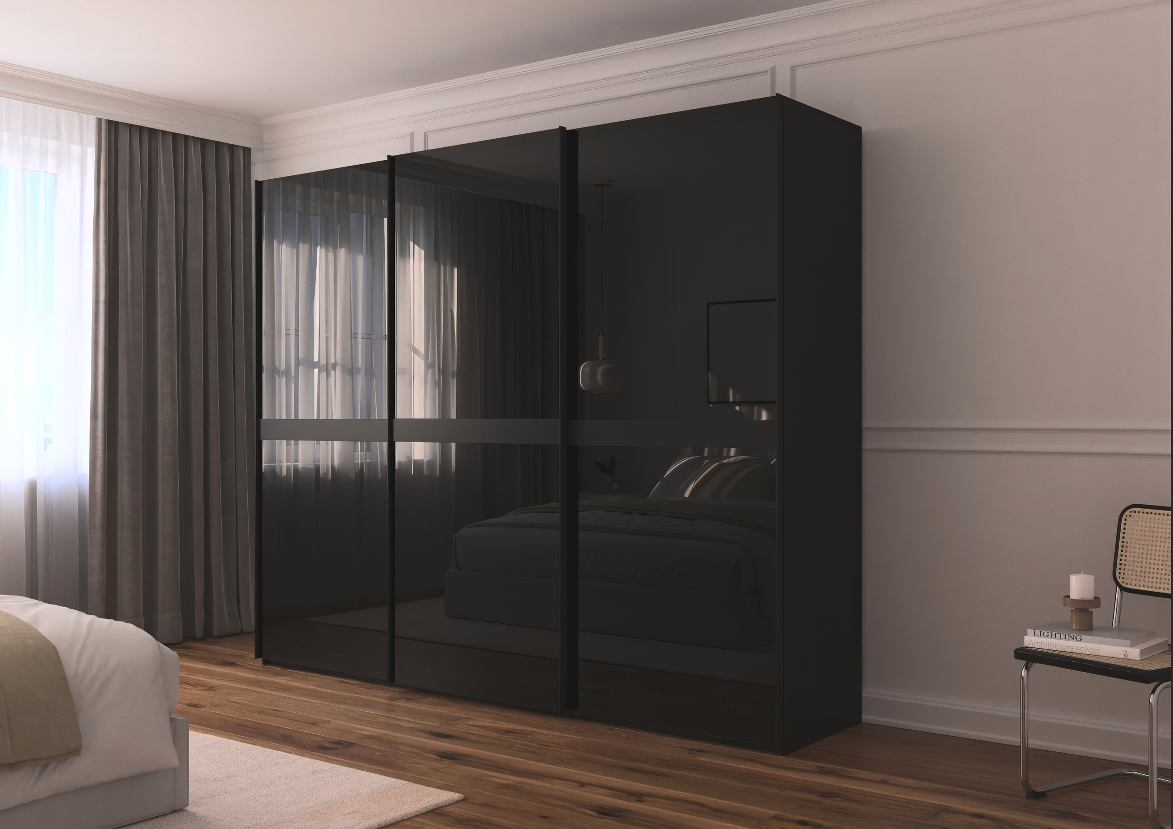 rauch Schwebetürenschrank »Kleiderschrank Schrank Garderobe Schlafzimmerschrank SCALE-LINE«, edle Optik mit Bauchbinde in Korpusfarbe mit Glasfront MADE IN GERMANY