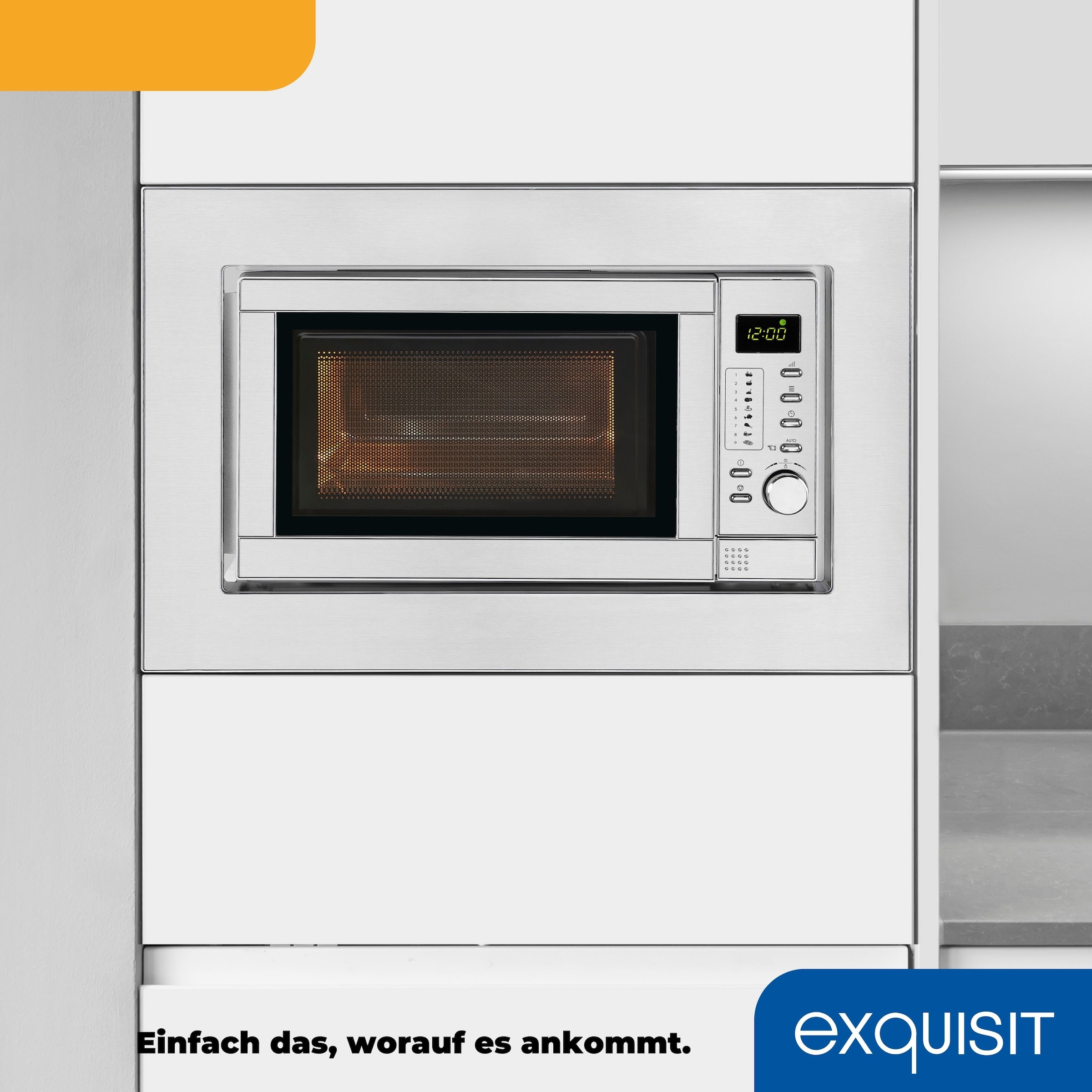 exquisit Einbau-Mikrowelle »EMW 19-7 G« 1200 W Schonend Auftauen,schnell Aufwärmen, Grillen-einfach per Knopfdruck