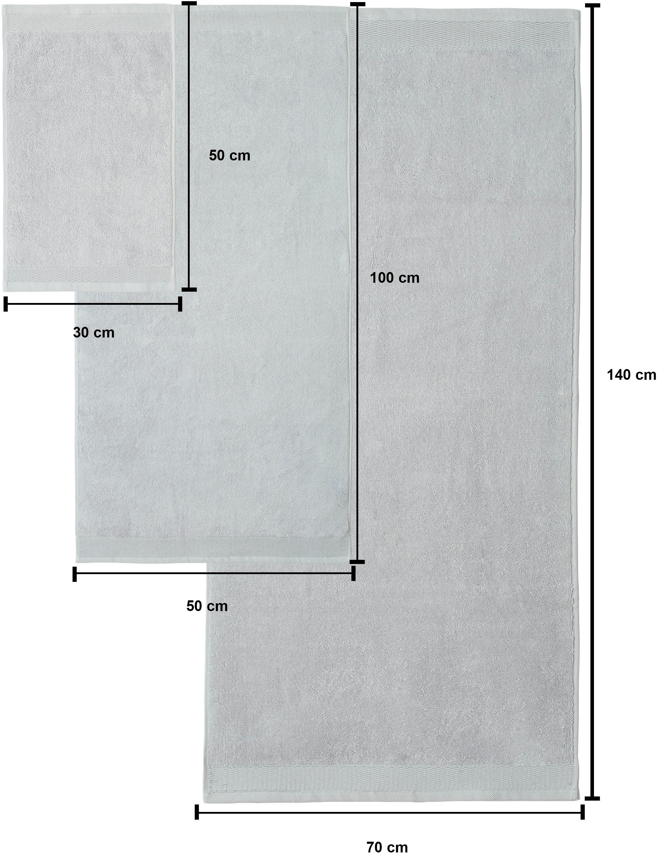 OTTO home Handtuch Set »Fenya, Premium Handtücher, 550 gr/m²«, Set, 6 tlg., Walkfrottier, Premium Handtücher mit Bordüre, Handtuch-Set, 100% Baumwolle