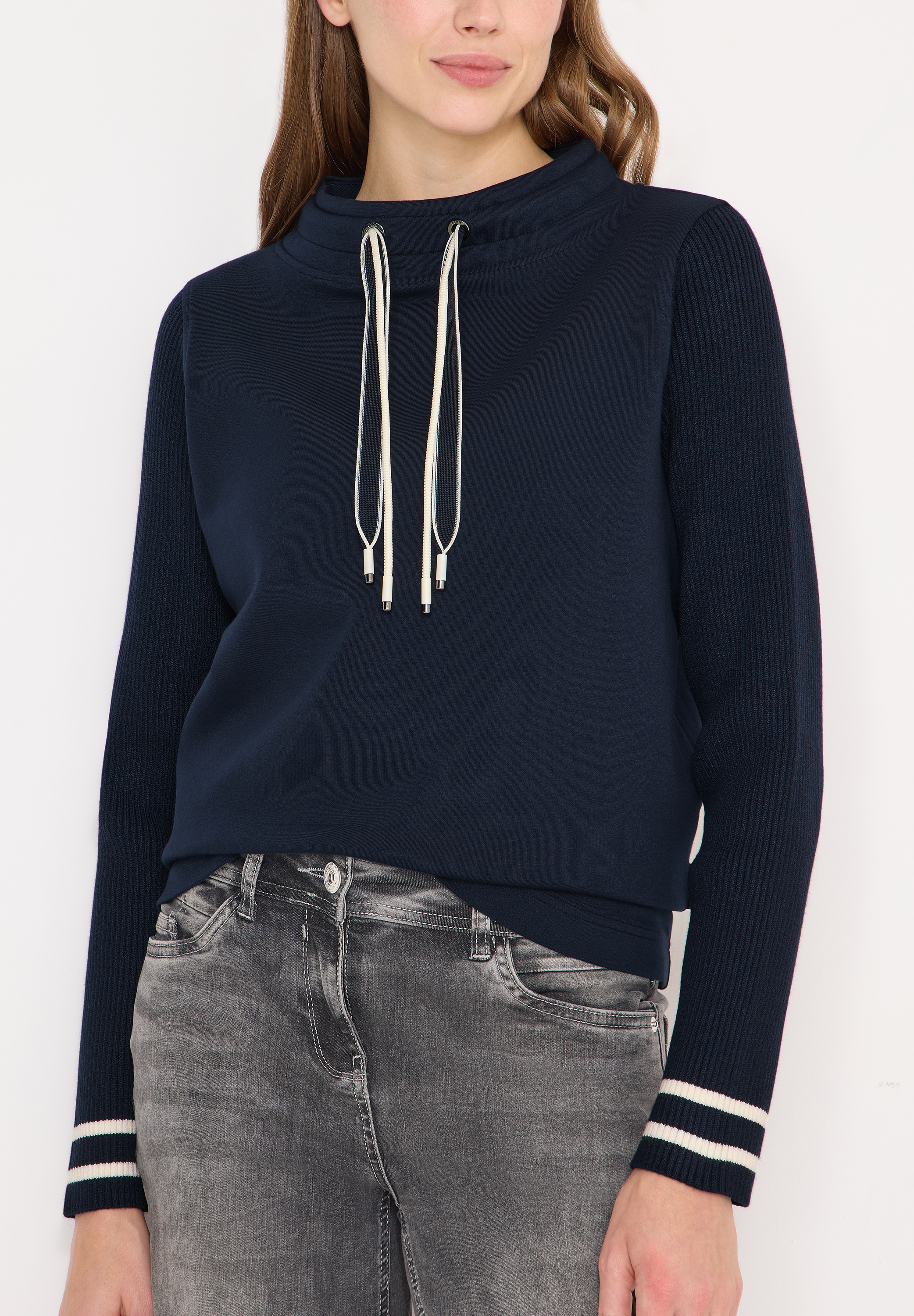 Cecil Sweatshirt, mit Strickärmeln und College Details günstig online kaufen
