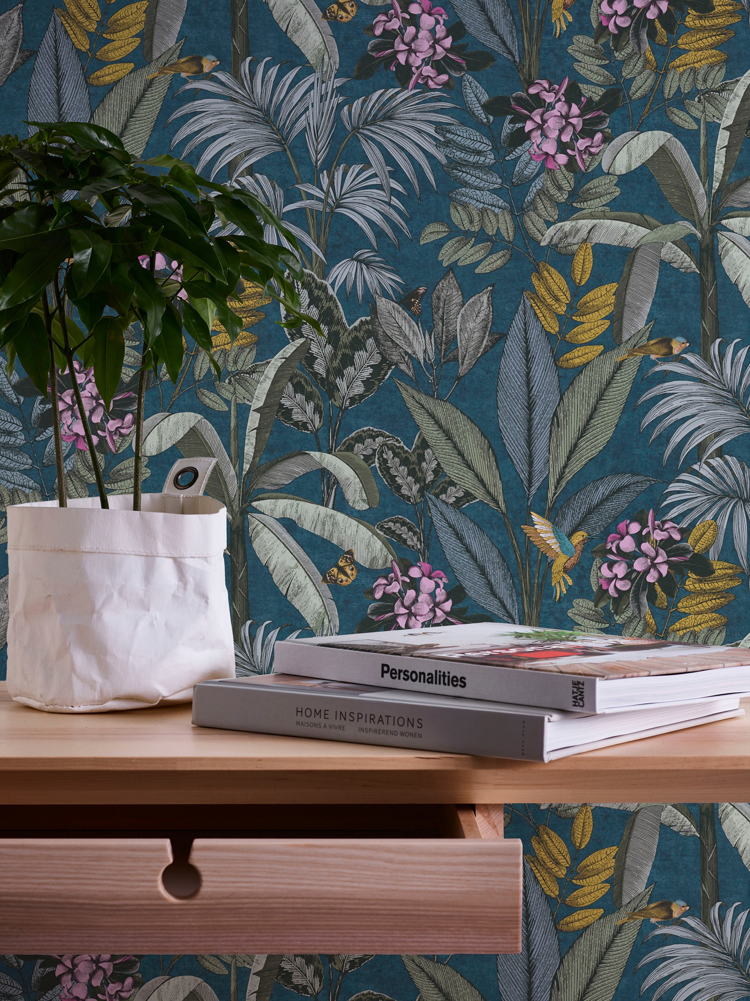 A.S. Création Vliestapete »PintWalls Dschungeltapete Floral«, matt-gemustert-neutral, Blätter Tapeten Wohnzimmer Schlafzimmer Küche modern Design Wandtapete