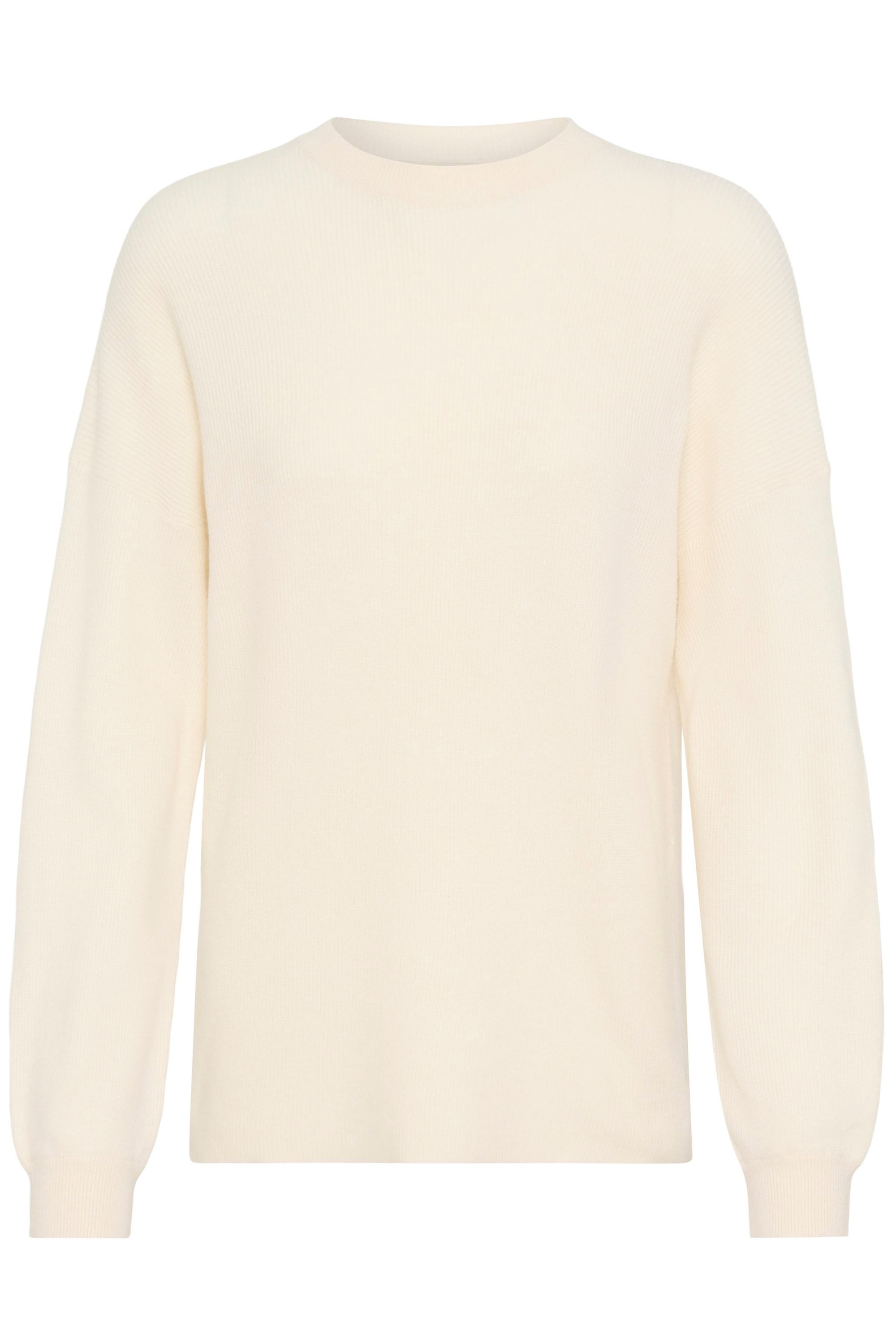 Strickfleece-Pullover OXMO "Strickpullover OXIFANSY", Damen, Gr. XL, weiß (birch), Obermaterial: 50% Viskose CV. 28% Polyester PES. 22% Polyamid PA., Pullover