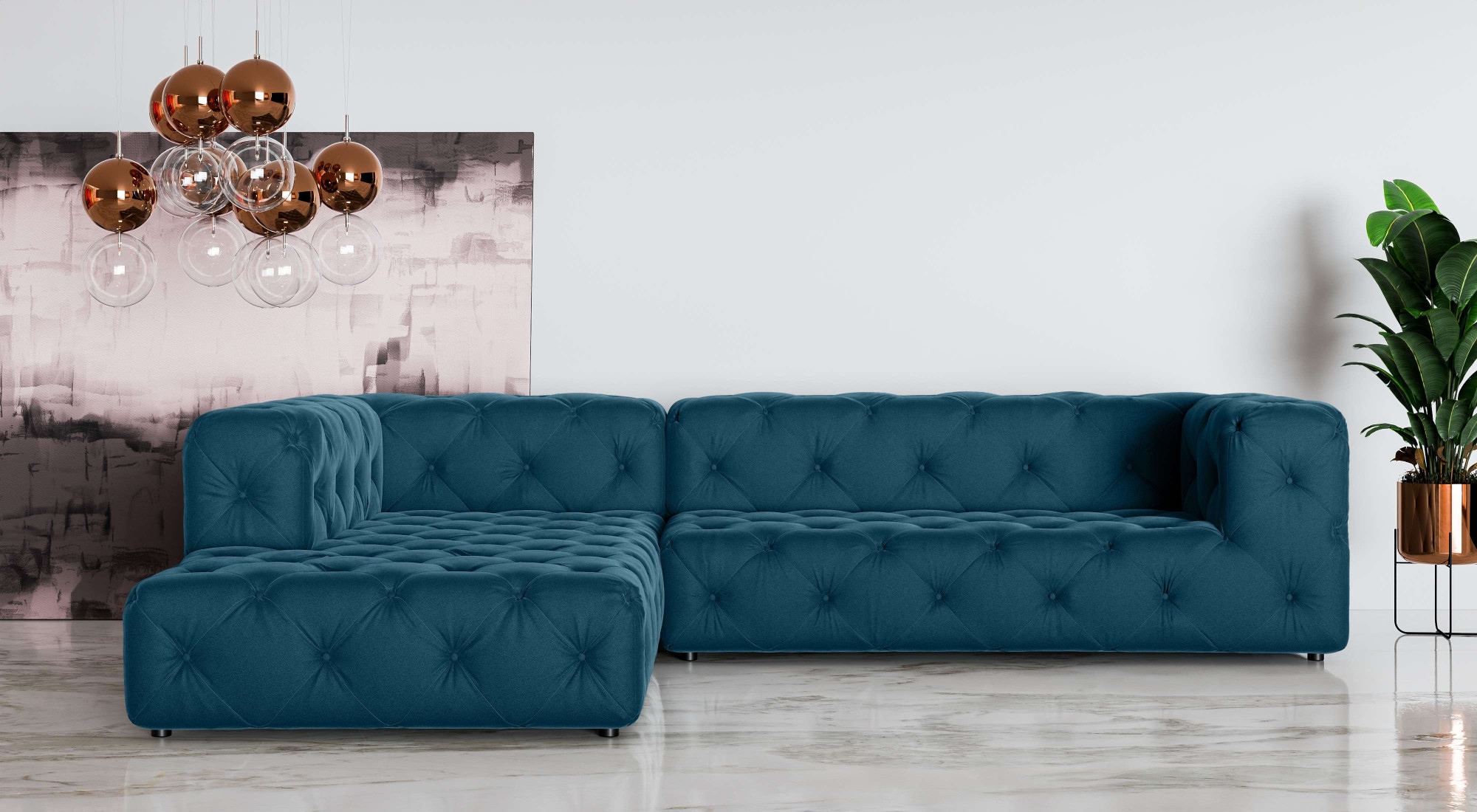 Places of Style Ecksofa »FOLLINA«, L-Form, mit klassischer Chesterfield-Knopfheftung