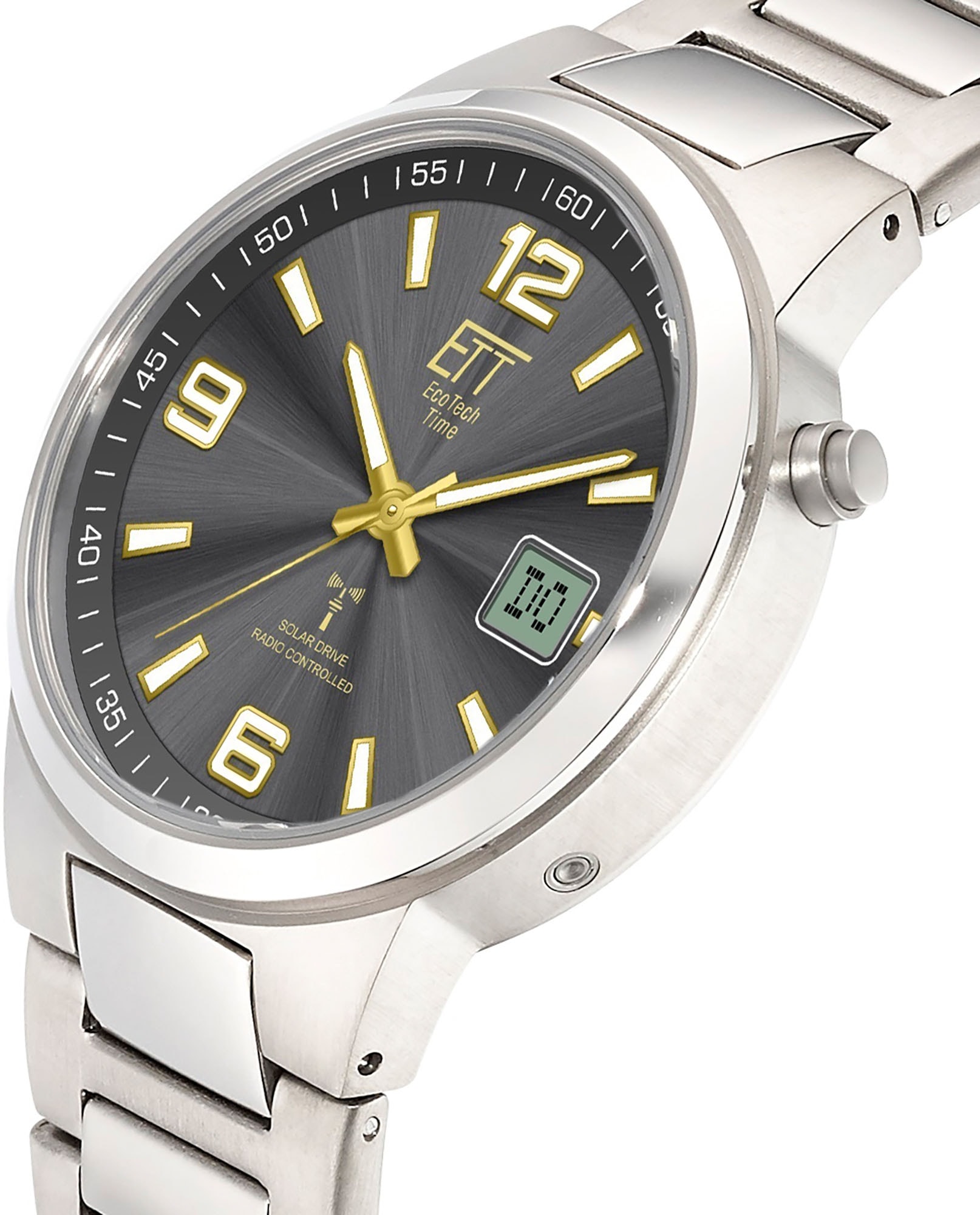 ETT Funkuhr, Armbanduhr, Herrenuhr, Solar, Titan, analog, digital