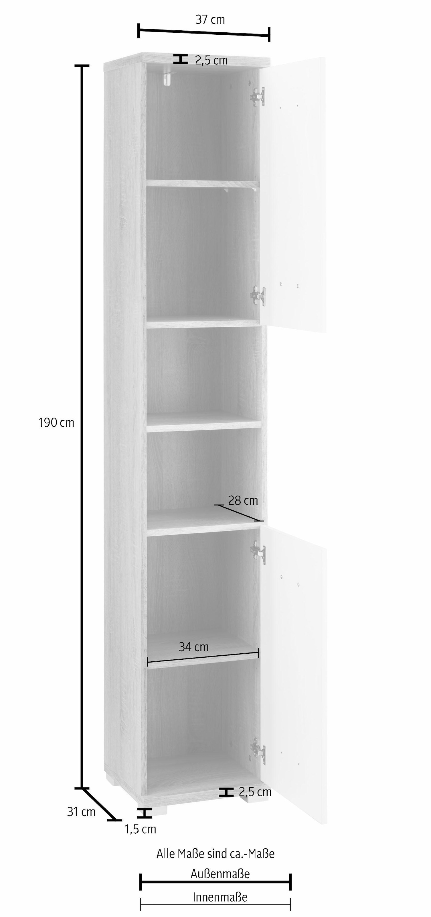 Homexperts Hochschrank »Nusa«, welchselbarer und Türanschlag kaufen 35 | BAUR Fächer Breite cm, Badezimmerschrank