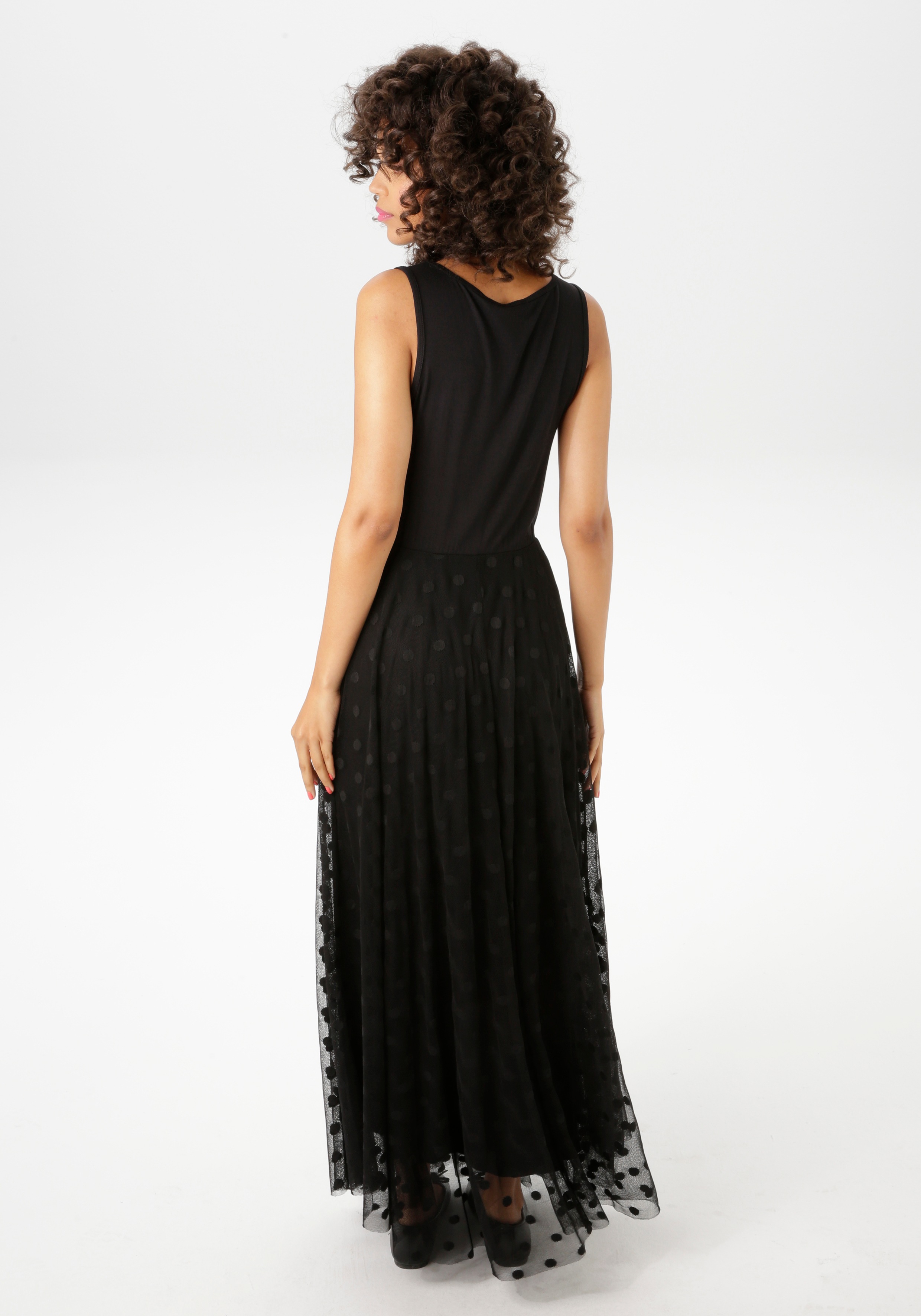 Thumbnail - Aniston CASUAL Maxikleid, mit getupften Mesh verziertem Rockteil