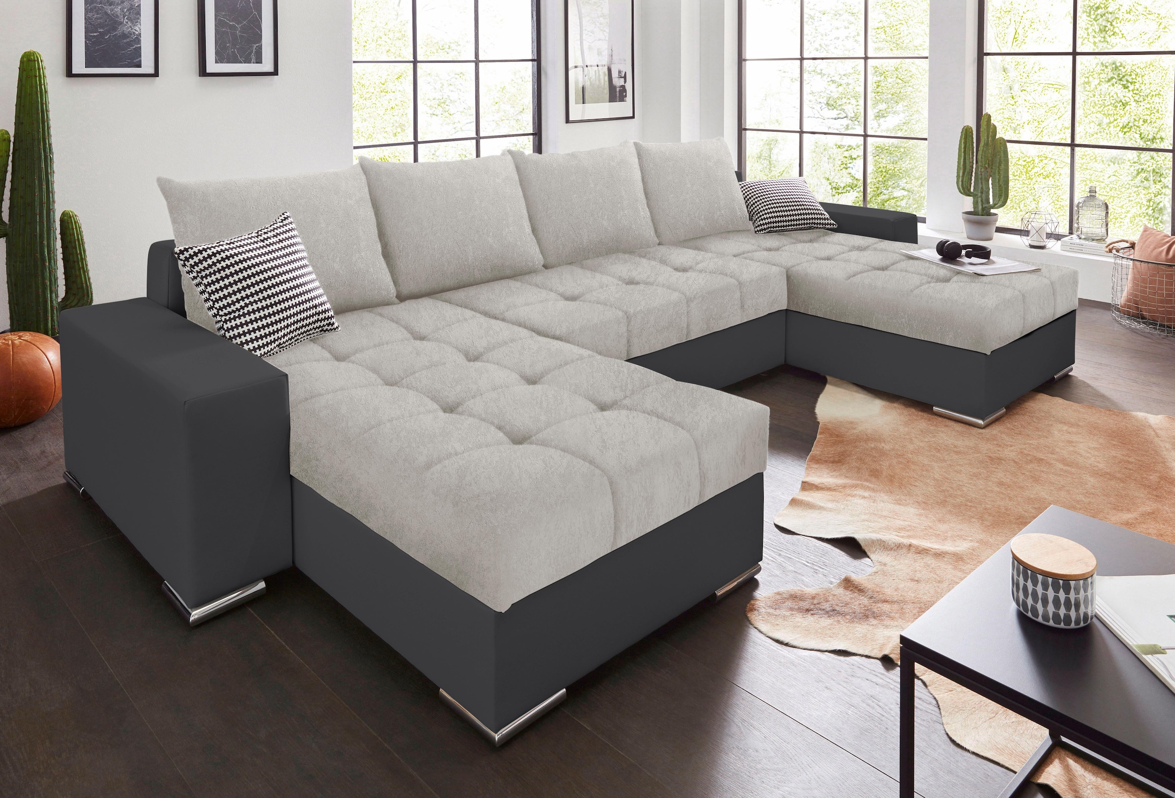 COLLECTION AB Wohnlandschaft "Josy XL U-Form, Breite: 313 cm" Schlaffunktion, Bettkasten & 2 Zierkissen, Federkern