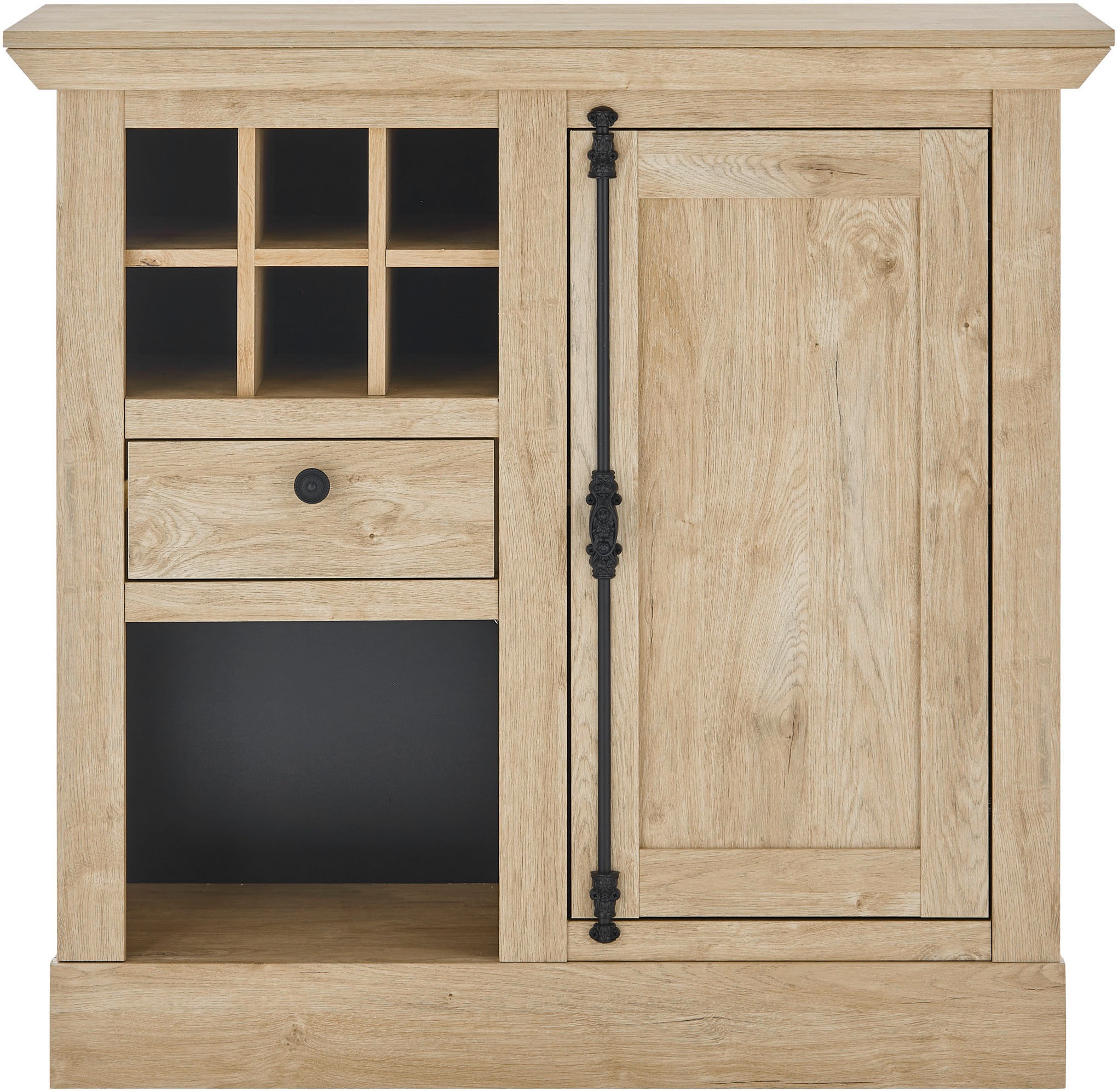 Thumbnail - Home affaire Highboard "Cornwall, Kommode im Landhausstil, Schrank, Sideboard, Eiche Dekor" 1 Stk. tlg. verschnörkelte M...