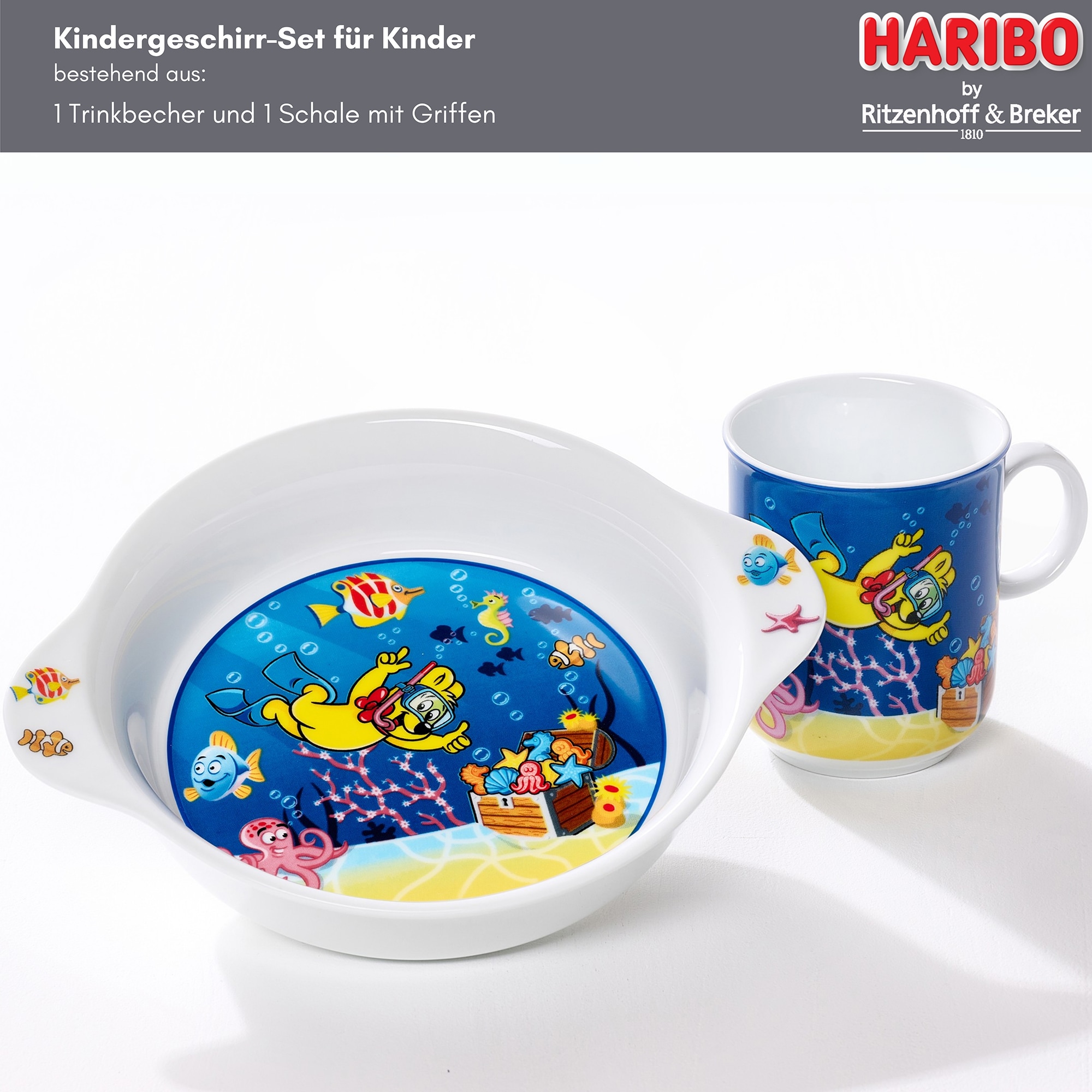 Ritzenhoff & Breker Kindergeschirr-Set »HARIBO Seaworld, 2-teilig«, (Set, 2 tlg.), spülmaschinenfest
