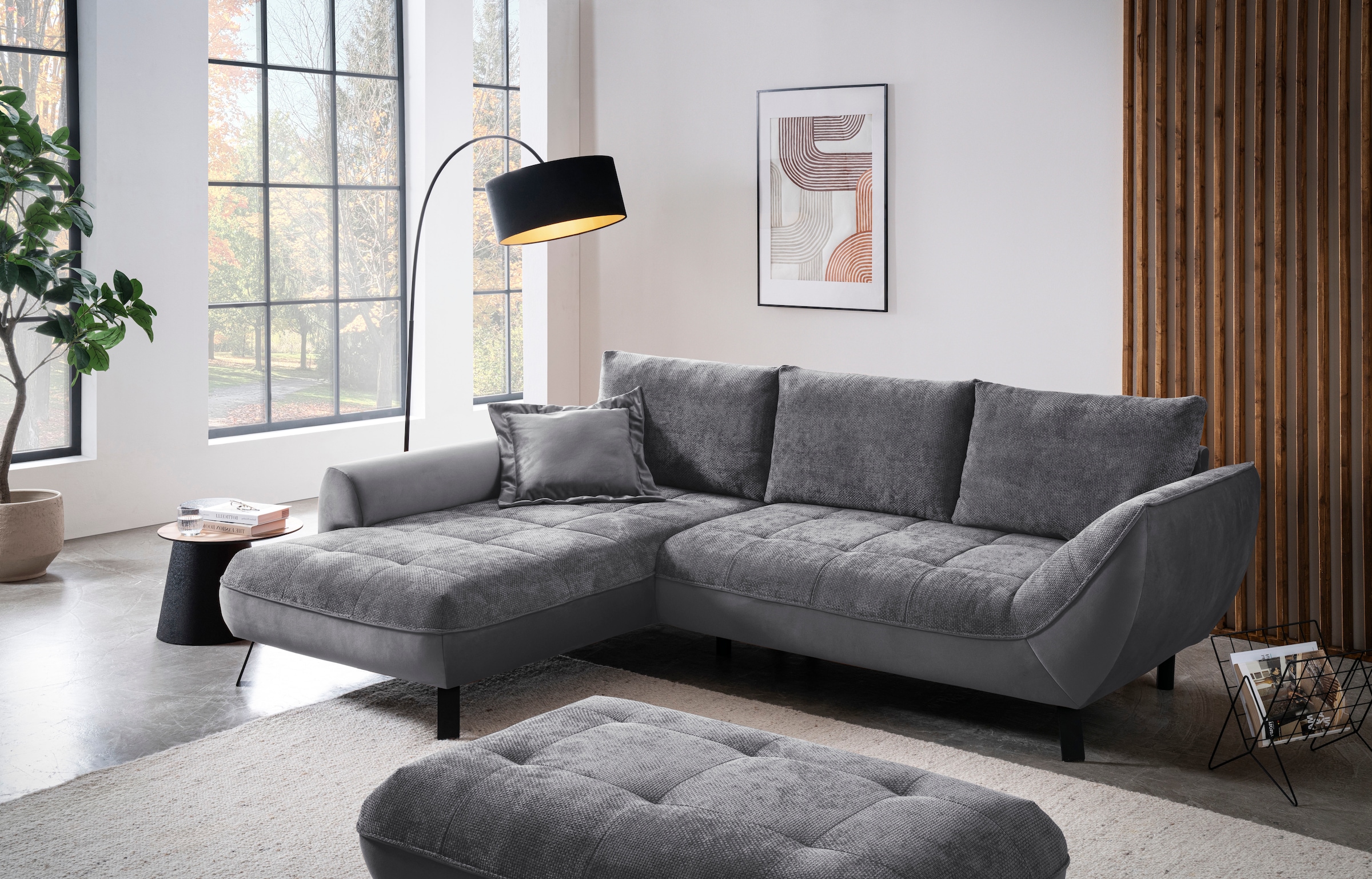 exxpo - sofa fashion Ecksofa "Bellinii, Materialmix, Strukturbezug und pfle günstig online kaufen