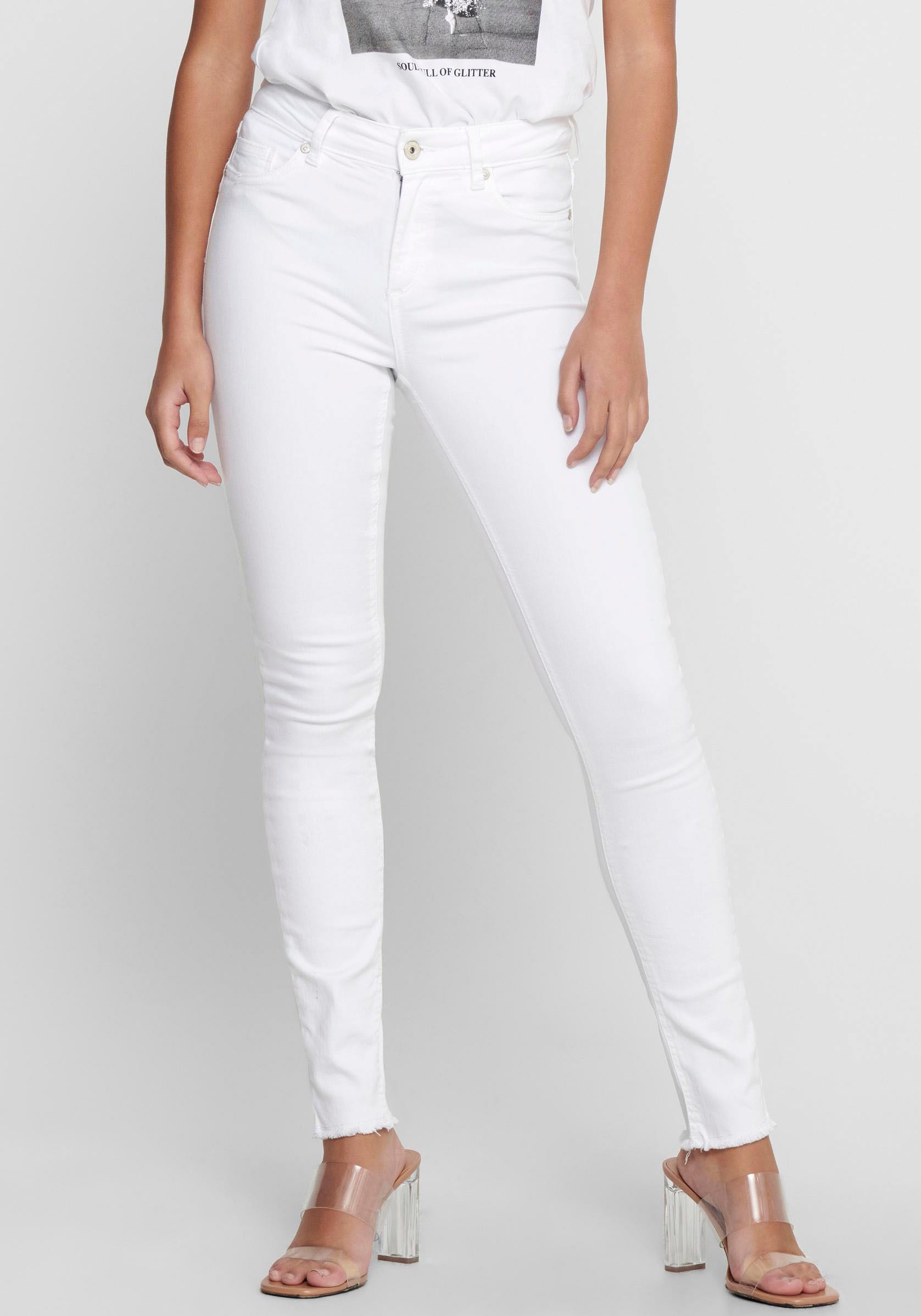 ONLY Ankle-Jeans "ONLBLUSH MID SK RW ANK DNM REA0730 NOOS", mit leicht ausgefranstem Beinabschluss