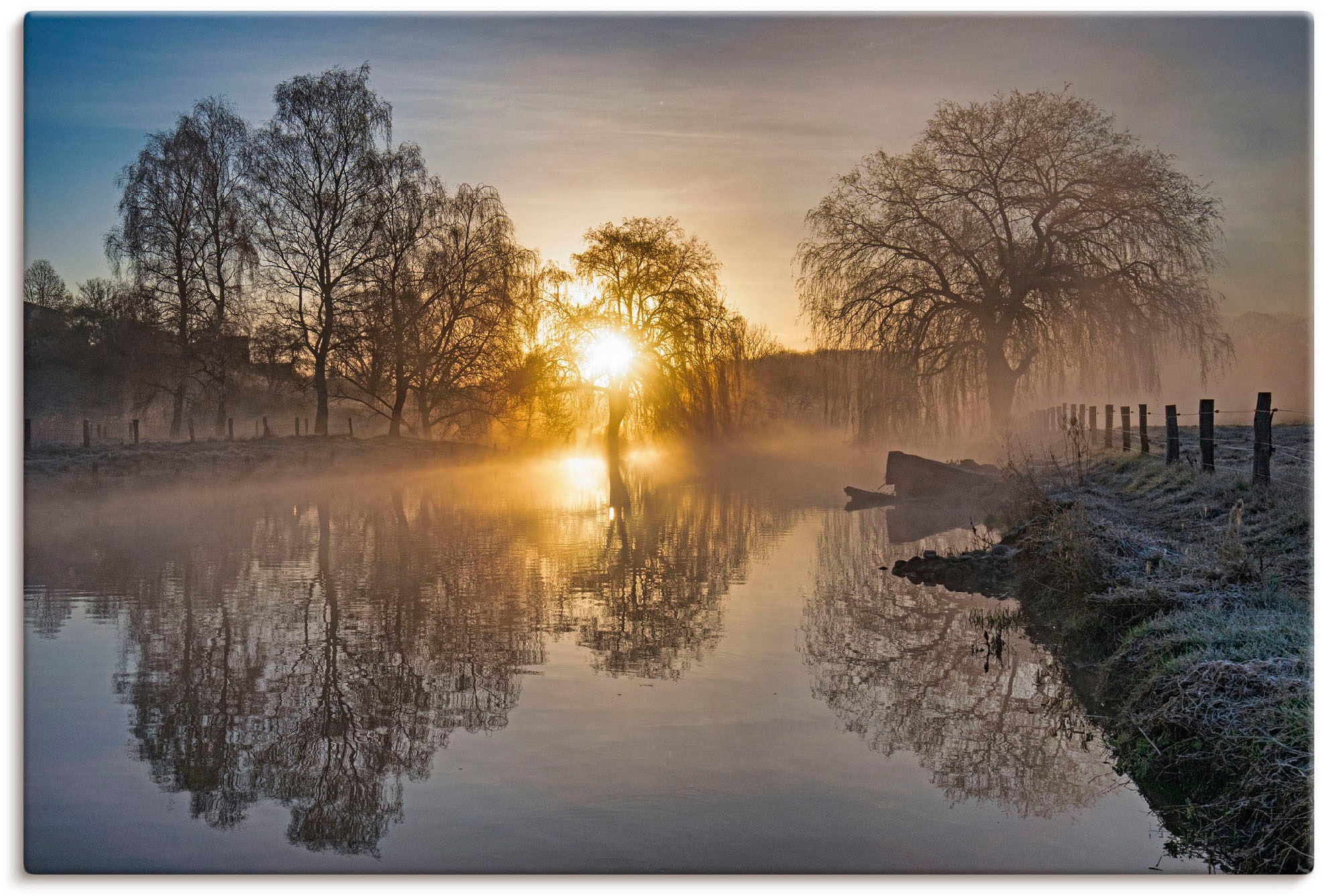 Artland Wandbild "Mystischer Morgen an der Trave", Bilder vom Sonnenuntergang & -aufgang (1 Stück), in vielen Größen & P