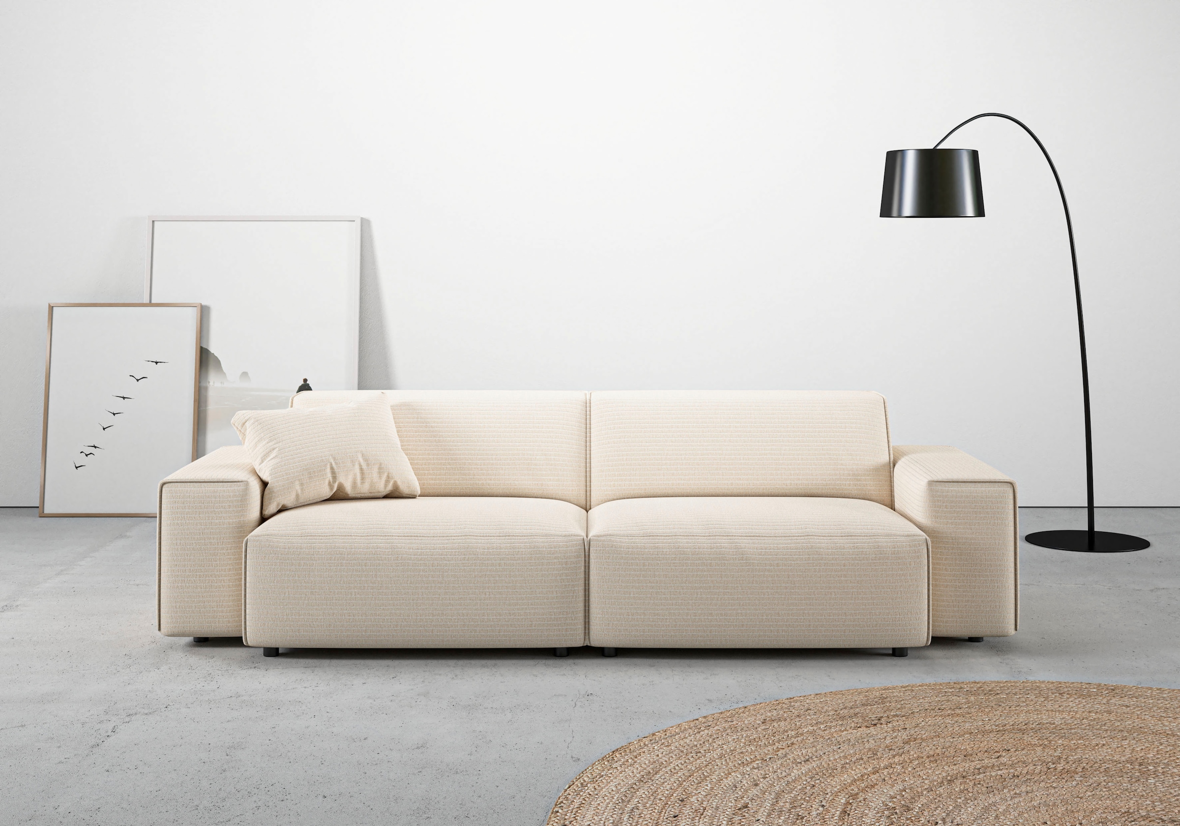 andas Big-Sofa "Glimminge auch in Breitcord, Feincord + Easy care-Bezug,", besondere Kedernähte Zierkissen