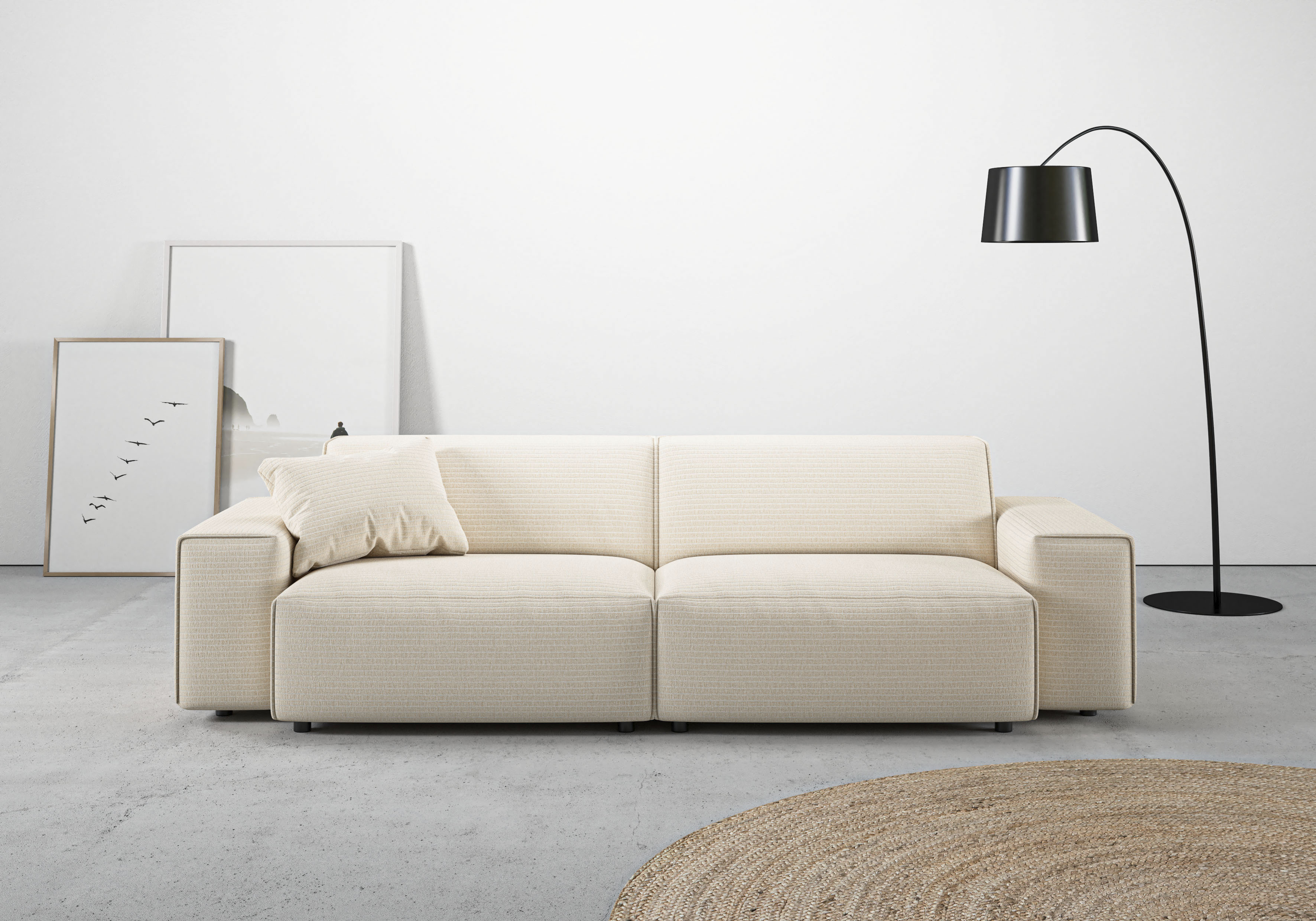 Home affaire Big-Sofa "Glimminge auch in Breitcord, Feincord + Easy care-Bezug," besondere Kedernähte Zierkissen