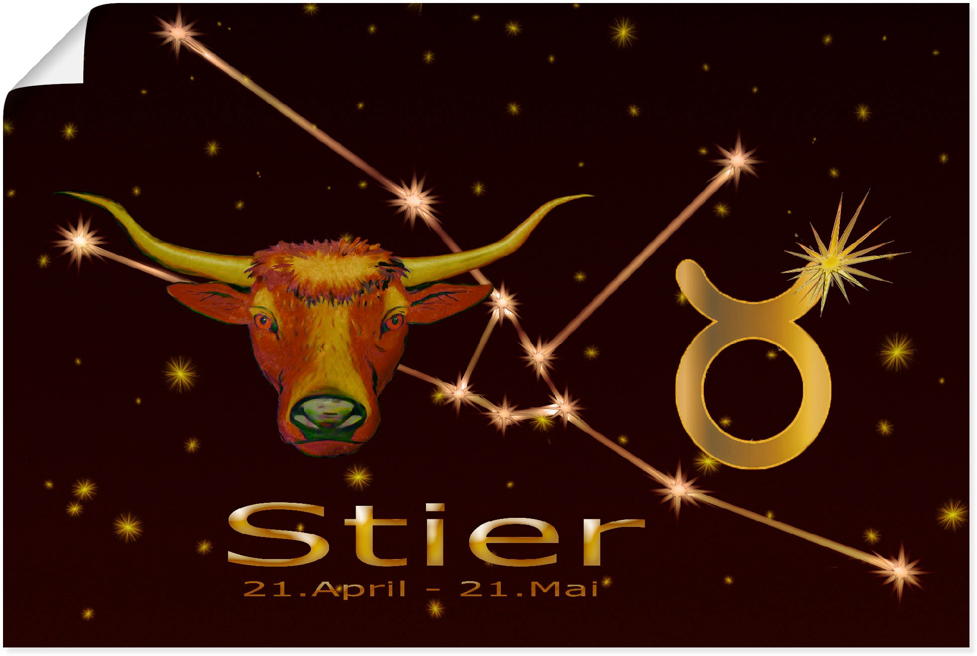 Poster »Sternzeichen - Stier«, Bilder von Sternzeichen, (1 St.), als Alubild,...