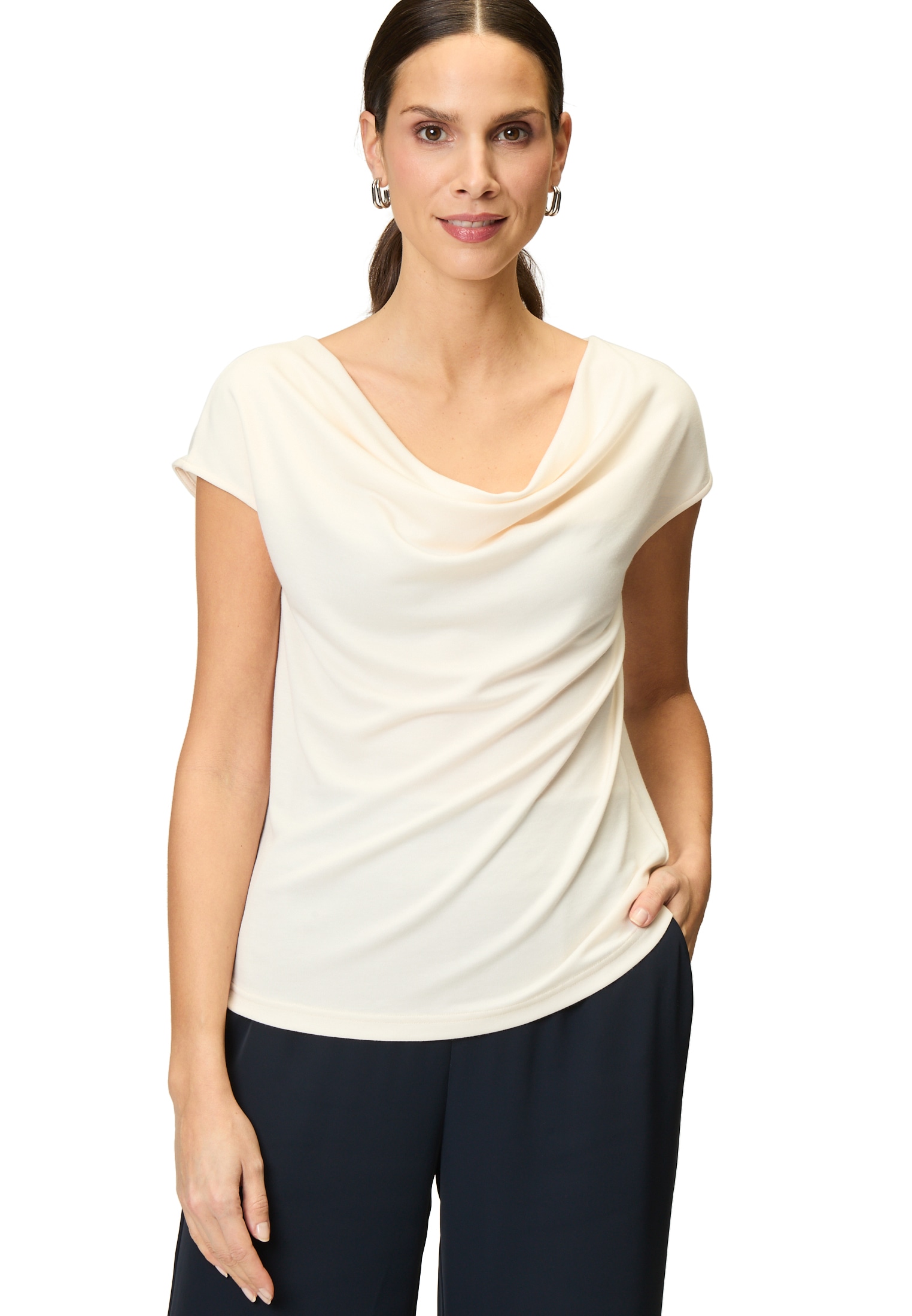 Zero T-Shirt "zero Damen Jerseyshirt mit Wasserfallausschnitt", (1 tlg.), d günstig online kaufen