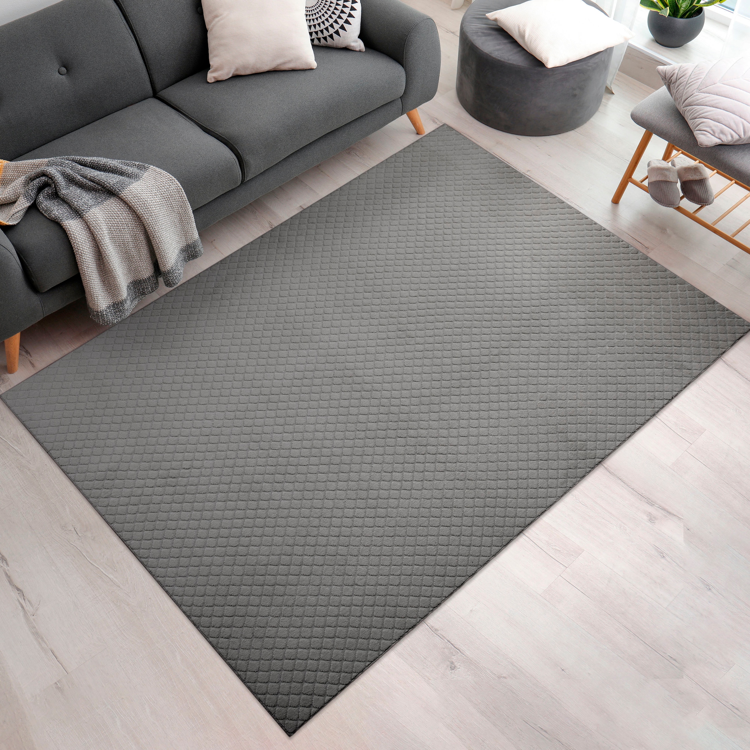 Paco Home Teppich »Rotterdam 591«, rechteckig, Kurzflor, Uni Farben, Rauten  Muster, 3D Effekt, weich & kuschelig auf Rechnung | BAUR