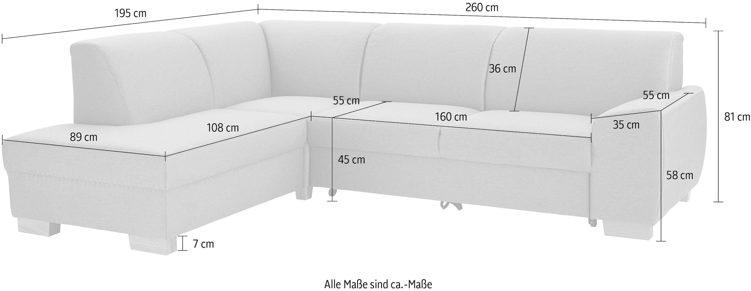 DOMO collection Ecksofa »Incanto kubische Formensprache, komfortabel, L-Form«, wahlweise mit Bettfunktion