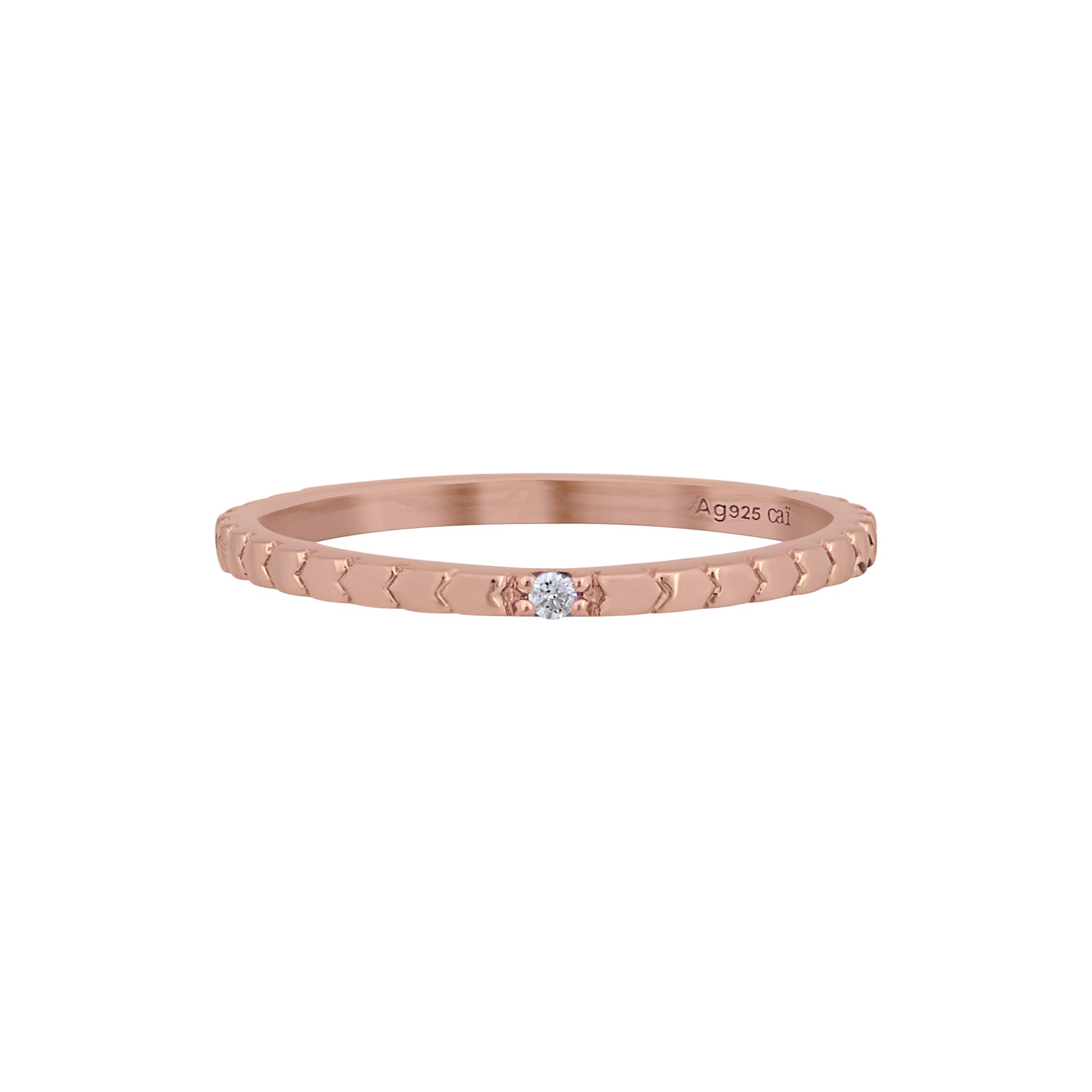CAÏ Fingerring »925/- Sterling Silber rosévergoldet Herzen Zirkonia Stacking«