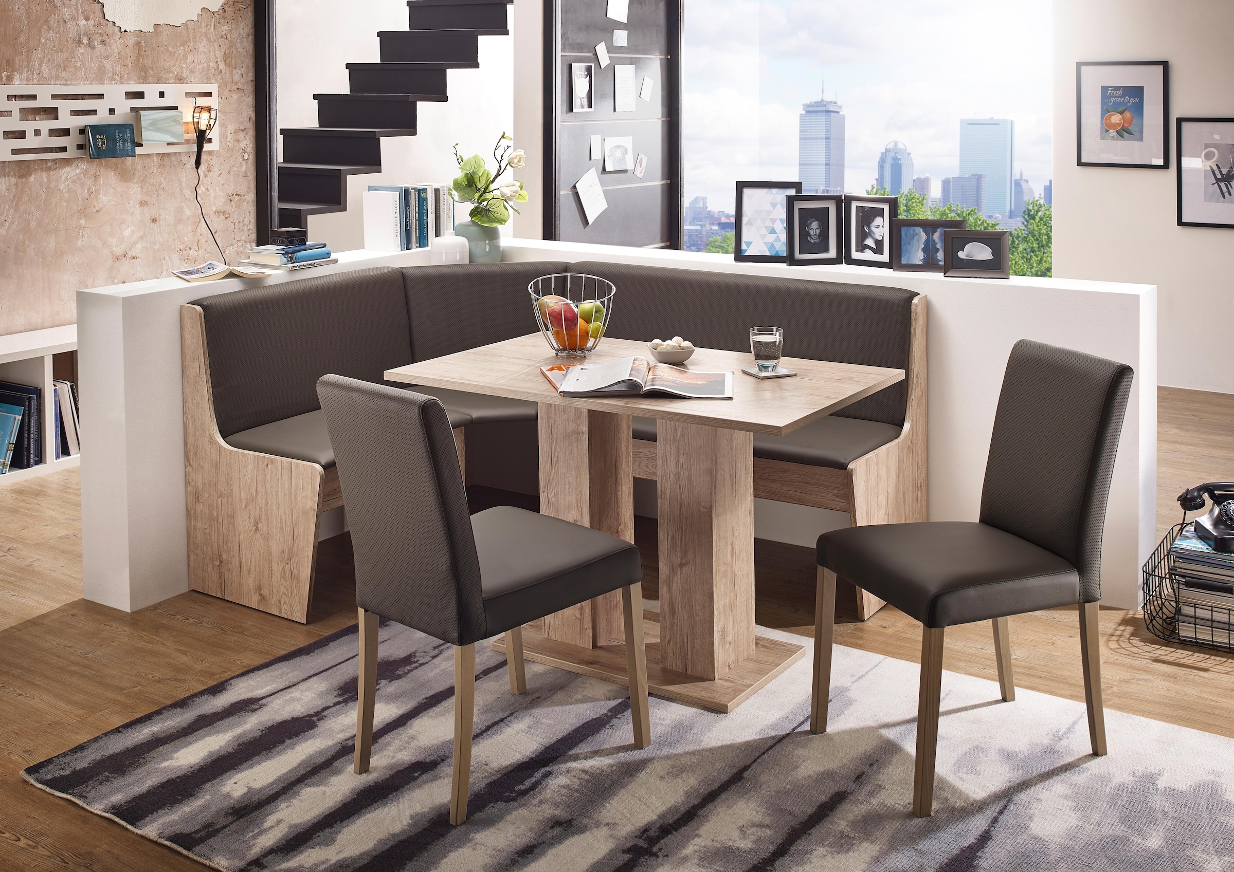 massivline&more Eckbankgruppe »Sylt«, (Set, 4 tlg.), Eckbank ist umstellbar, Eckbank mit Truhe