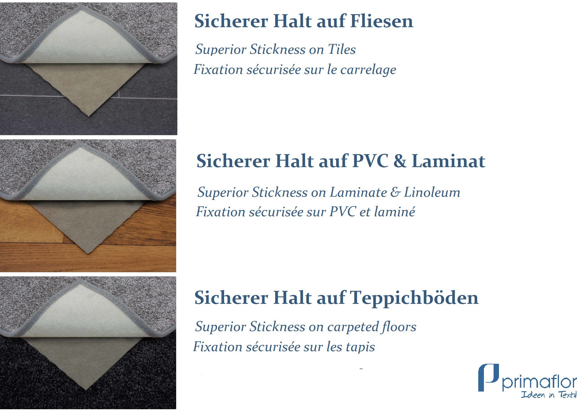 Teppichunterlage "VLIES-STOP PLUS, Made in Germany", beige, B:80cm H:3mm L:150cm, Polyester, PRIMAFLOR-IDEEN IN TEXTIL, Teppichunterlagen, Teppichunterlage, Rutschunterlage aus Vlies mit Gleitschutz, individuell zuschneidbar 3