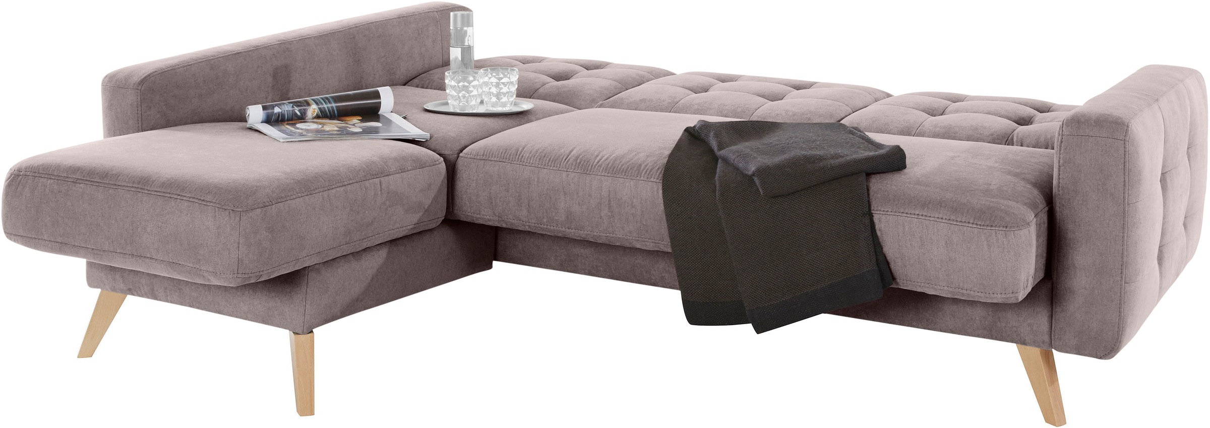 exxpo - sofa fashion Ecksofa »Nappa, kompakt und komfortabel, bequem, zeitloses Design, L-Form«, tolle Detailverarbeitung, inkl. Bettfunktion und Bettkasten