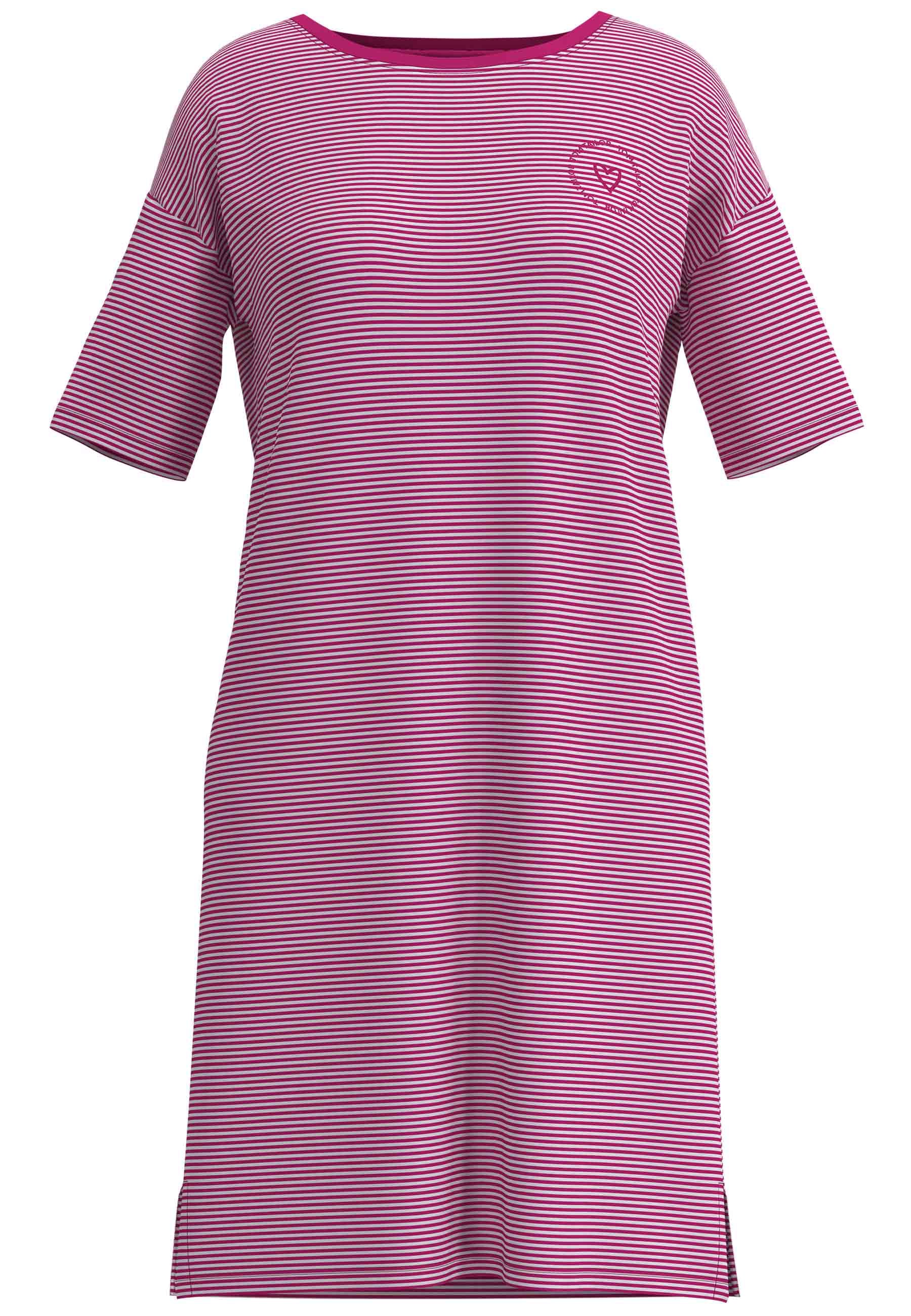 TOM TAILOR Nachthemd gestreift, knielang, Halbarm, Rundhalsausschnitt, Baumwollmix