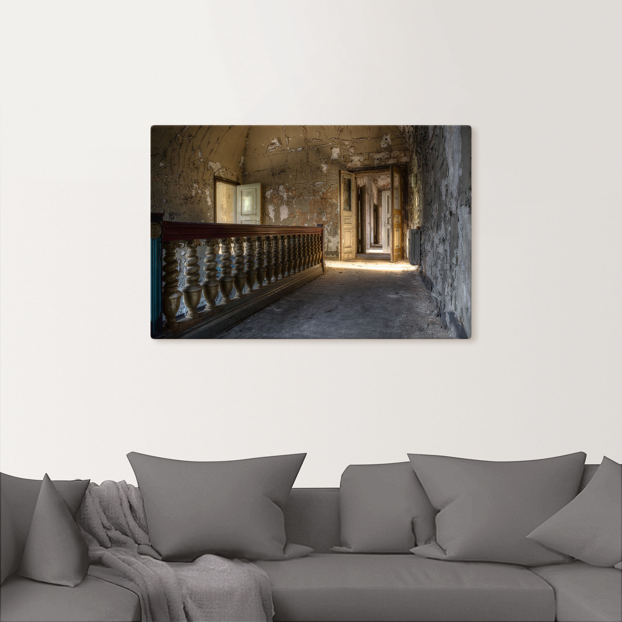 Artland Wandbild »Lost Place - Gang mit Sonnenschein« Fenster & Türen 1 Stk. tlg. als Alubild, Leinwandbild in verschied. Größen