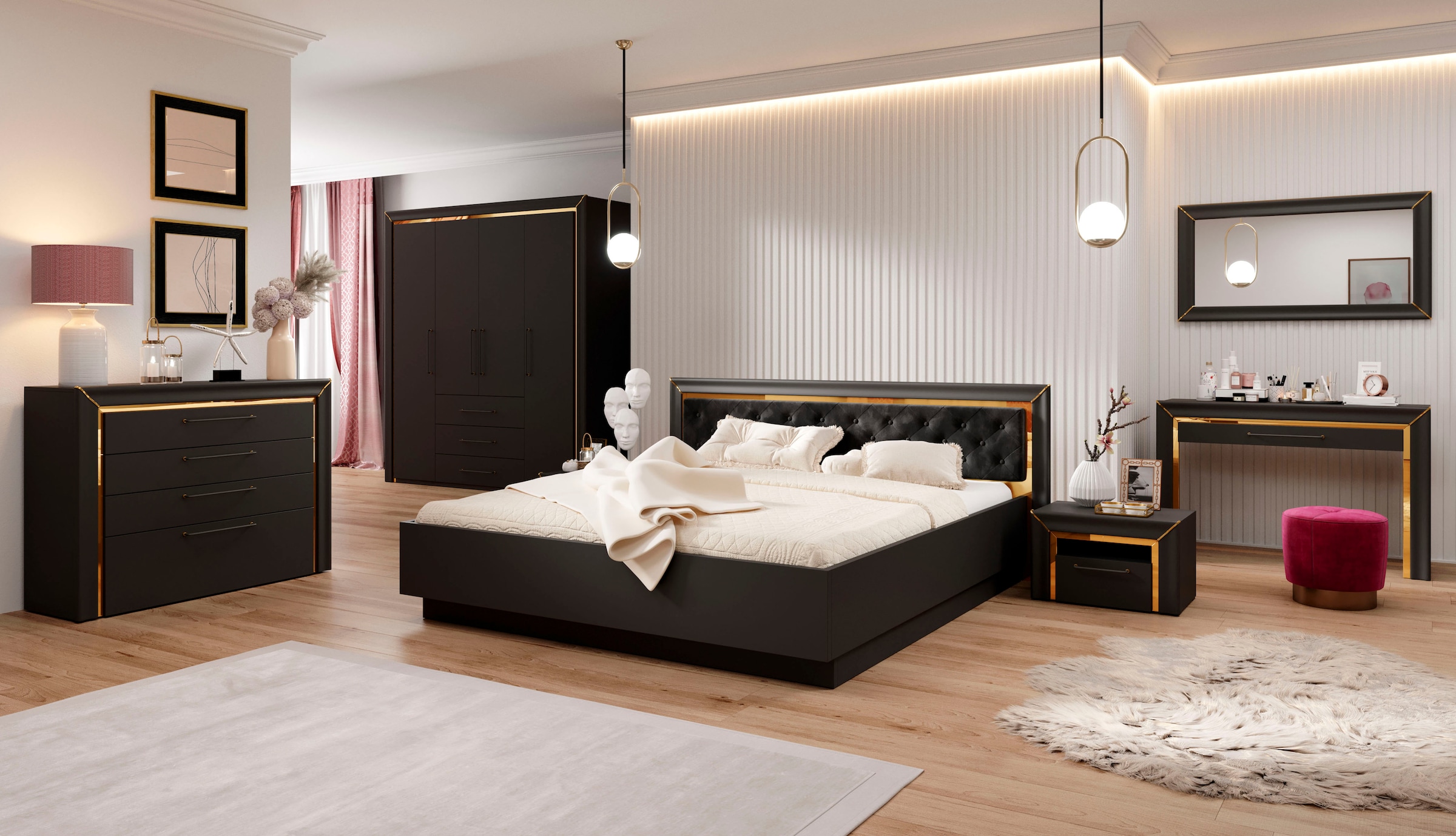 Leonique Schlafzimmer-Set »Arno«, (2 St.), Konsole und Spiegel bestellen |  BAUR | Komplettzimmer