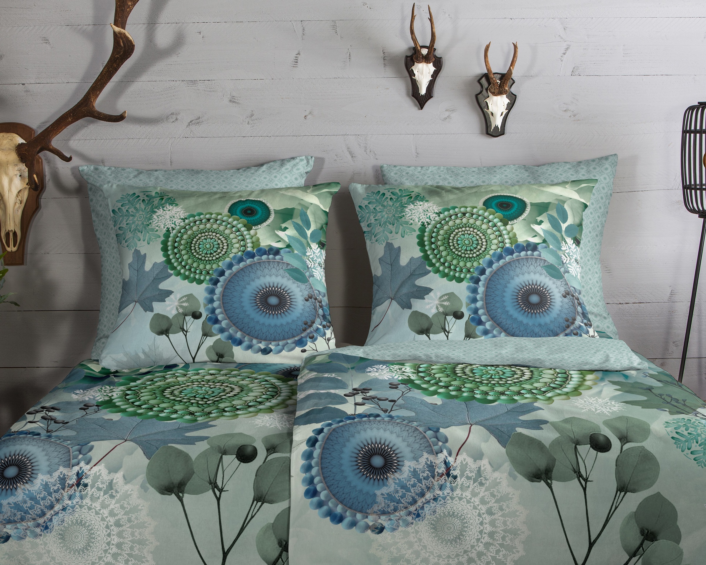 Thumbnail - hip Wendebettwäsche "Iselin" 2 Stk. Flanell, Biber, Winter, Warm, Reißverschluss, Wende, Mandala, Blätter