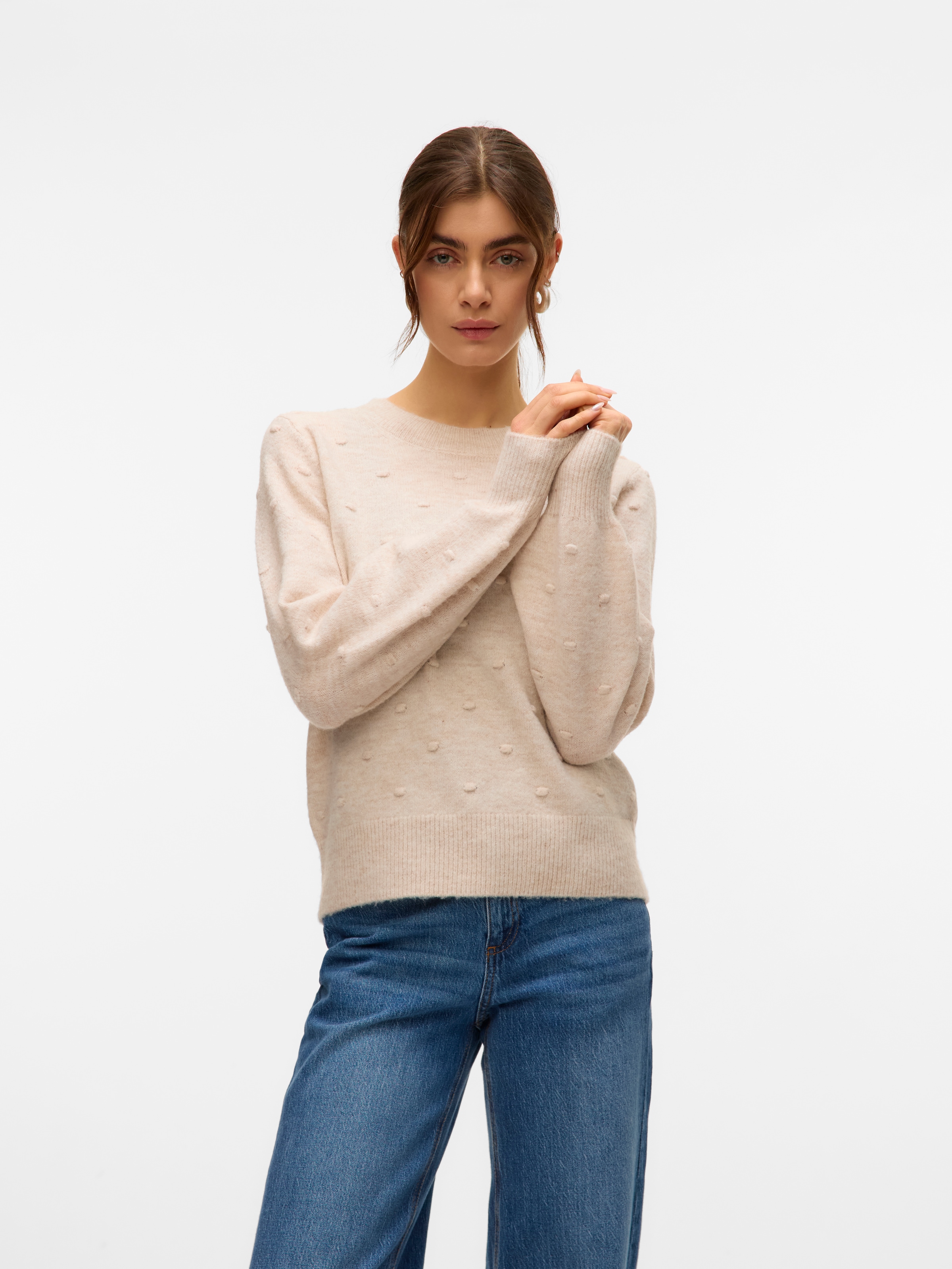 Vero Moda Rundhalspullover "VMFRANCESCA LS O-NECK PULLOVER BOO" günstig online kaufen