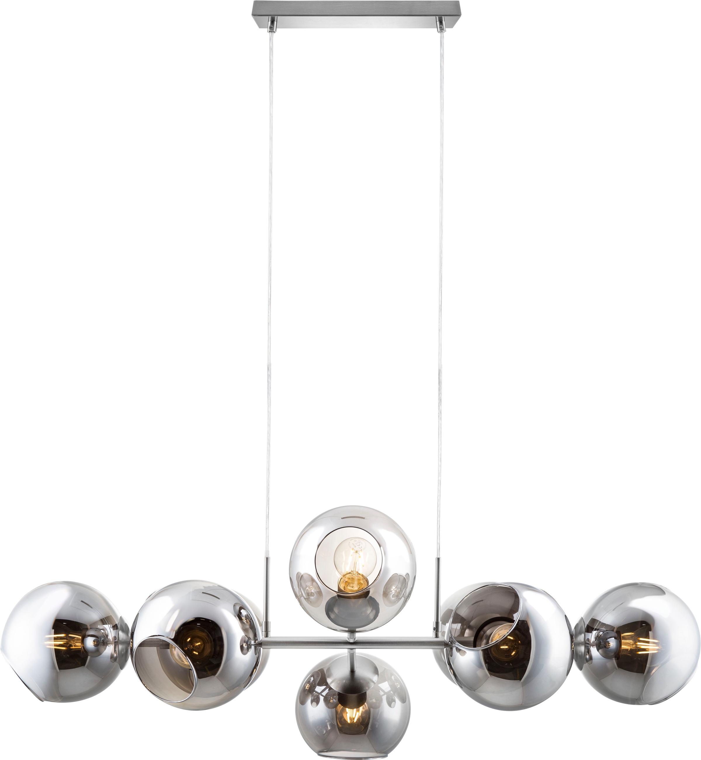 NOWA Hängeleuchte "PILAR", 1 Stk.nickel matt, Wohnzimmer, Leuchten, Pendelleuchte, Hängelampe, Glas, Esstisch, Wohnbereich