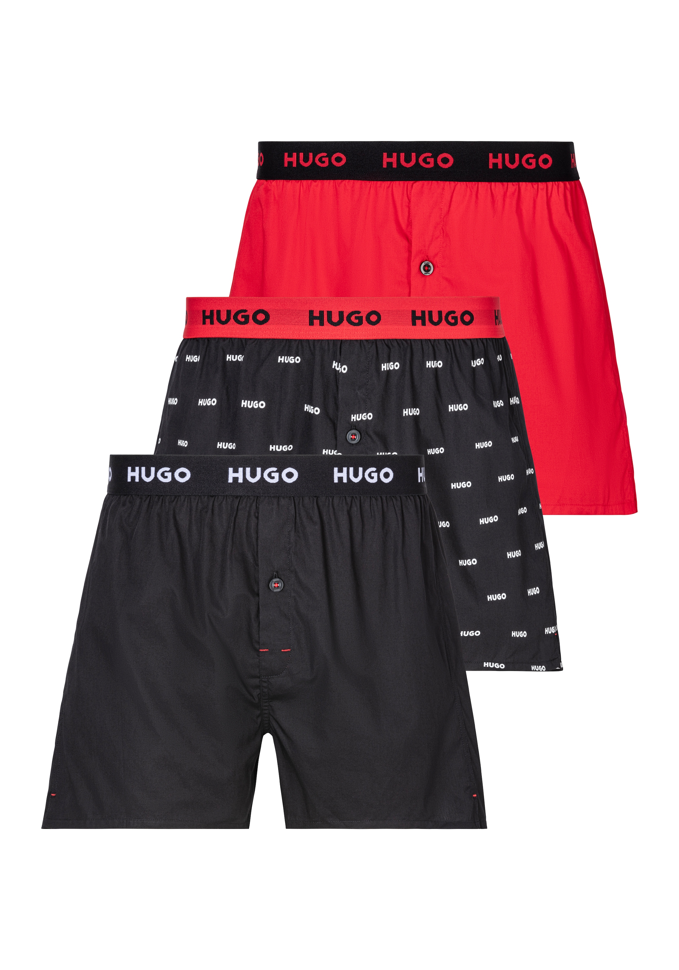 HUGO Underwear Boxer "WOVEN BOXER TRIPLET", (3), mit elastischem Bund