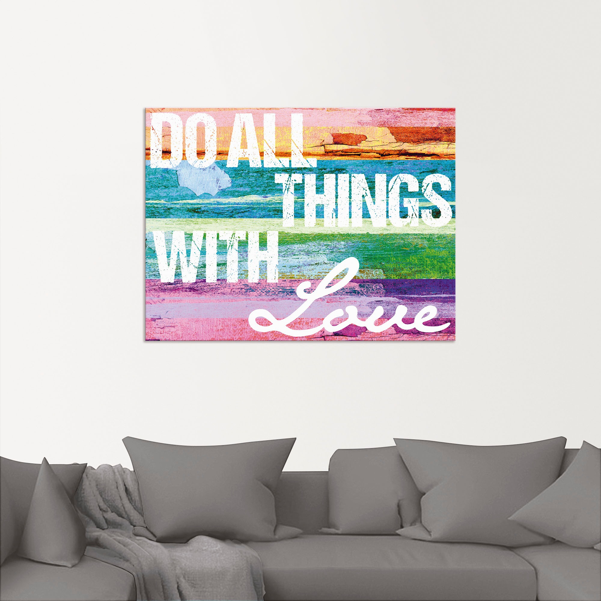 Artland Wandbild »Tu alles mit Liebe«, Sprüche & Texte, (1 St.), als Alubild, Outdoorbild, Leinwandbild, Poster in verschied. Größen