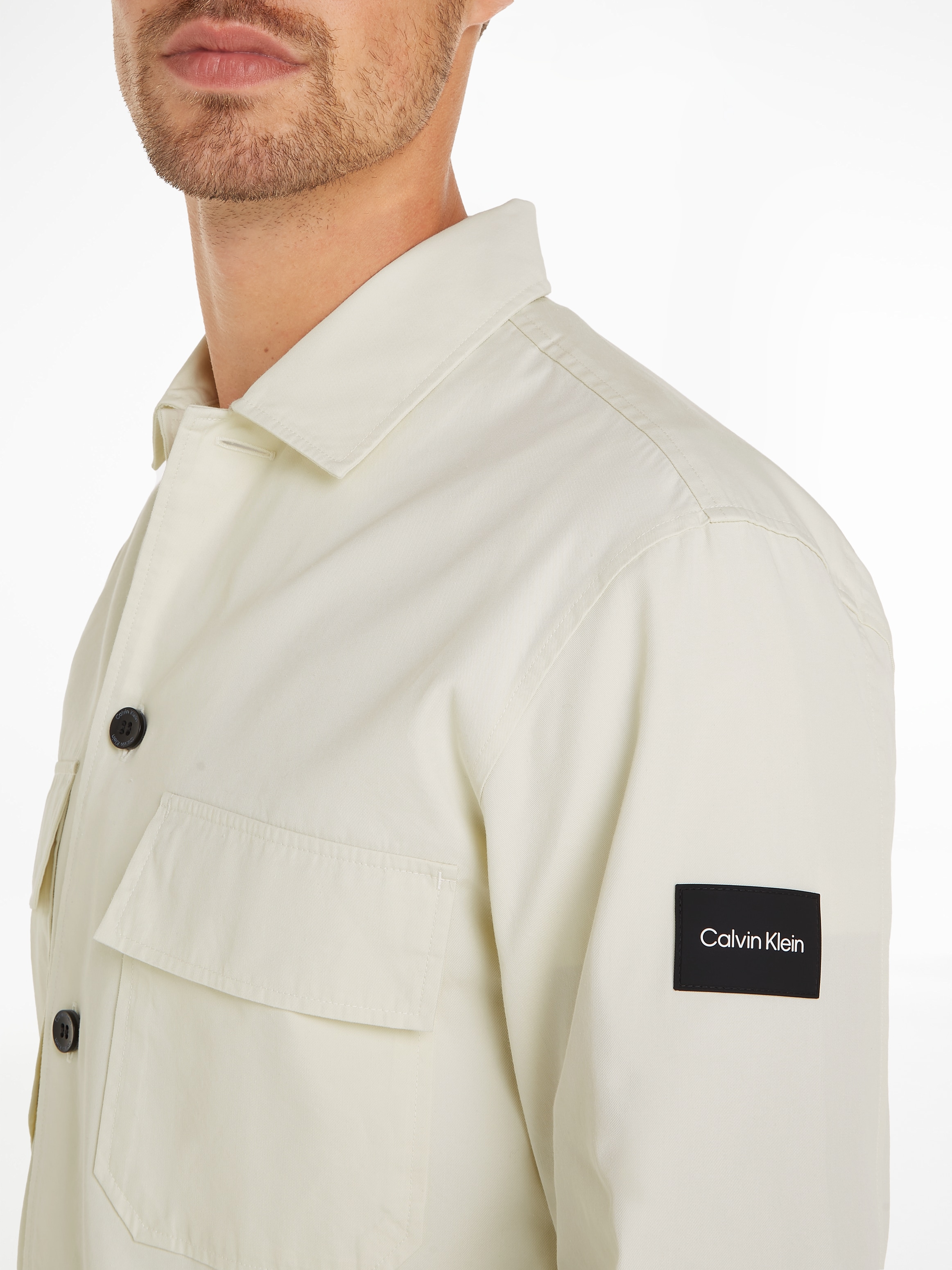 Calvin Klein Langarmhemd »COTTON NYLON OVERSHIRT«, mit aufgesetzten Brusttaschen